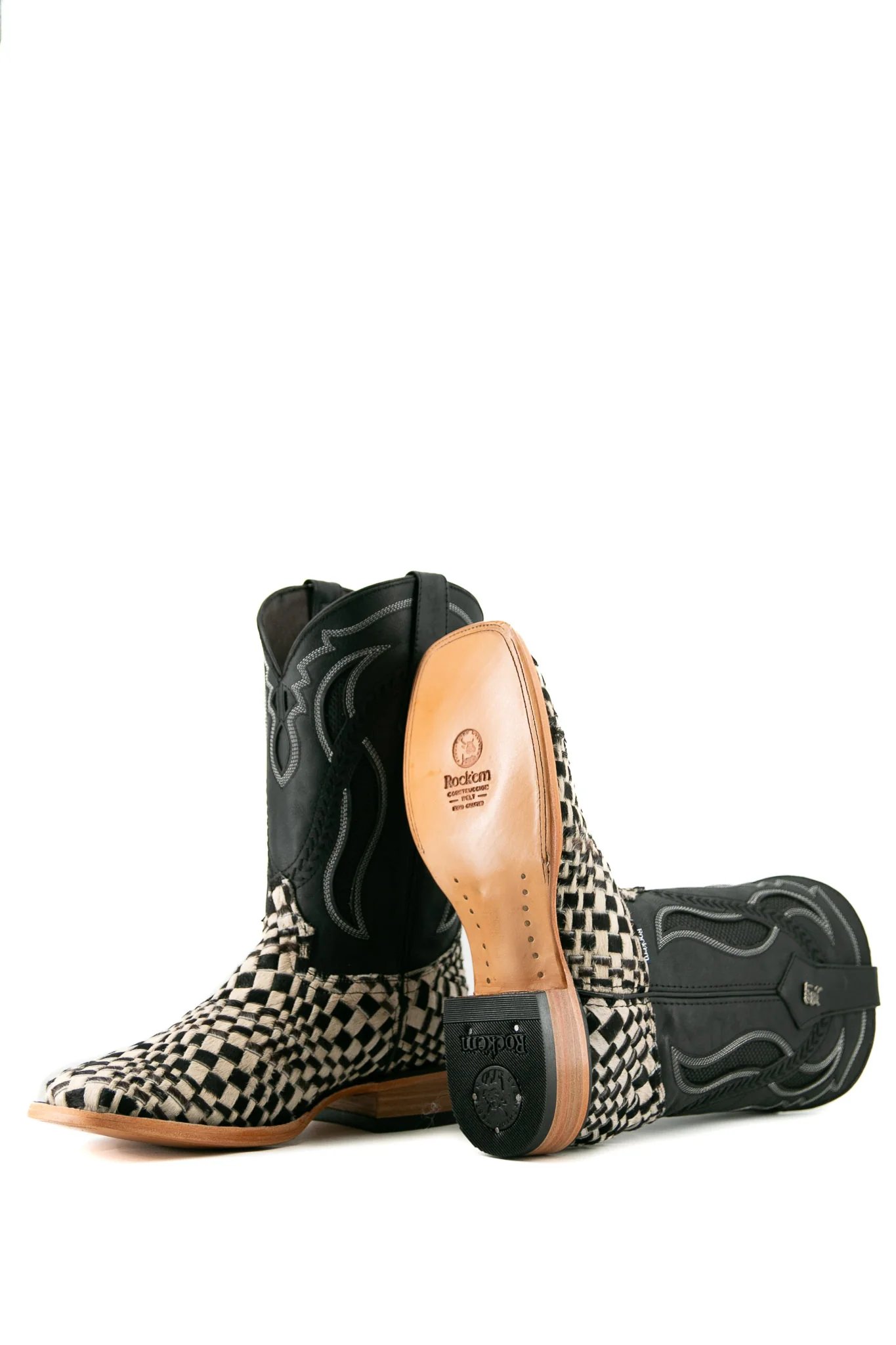 Rock'em Woven Cowhide Square Toe Cowboy Boot - Image 9