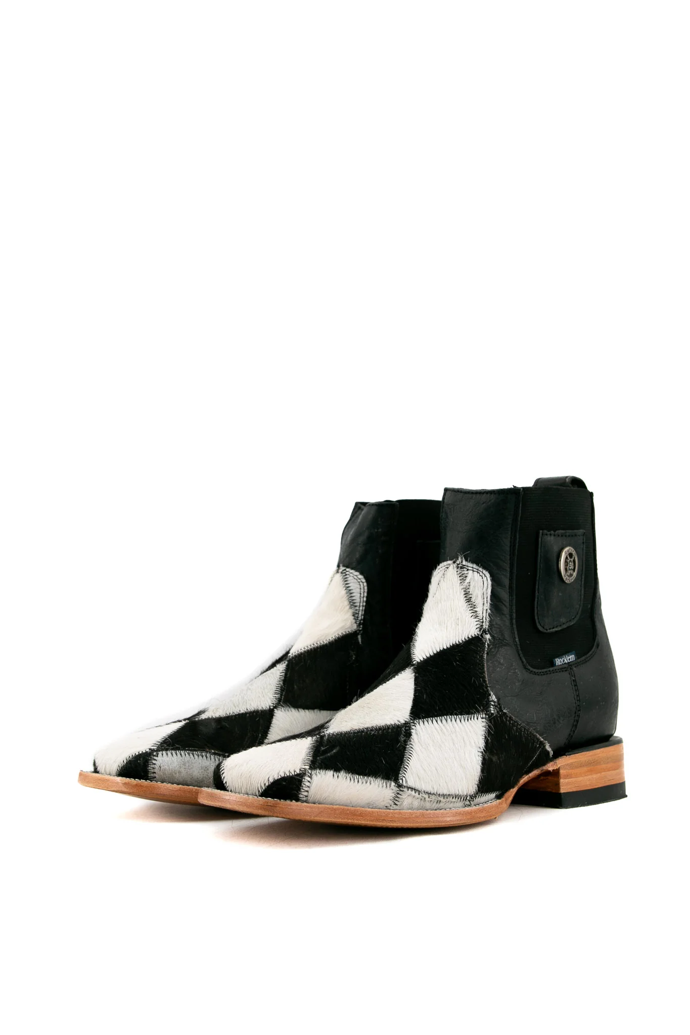 Men's Cowhide Patchwork Square Toe Ankle Boot Size 9 Box HM6 FINAL SALE
