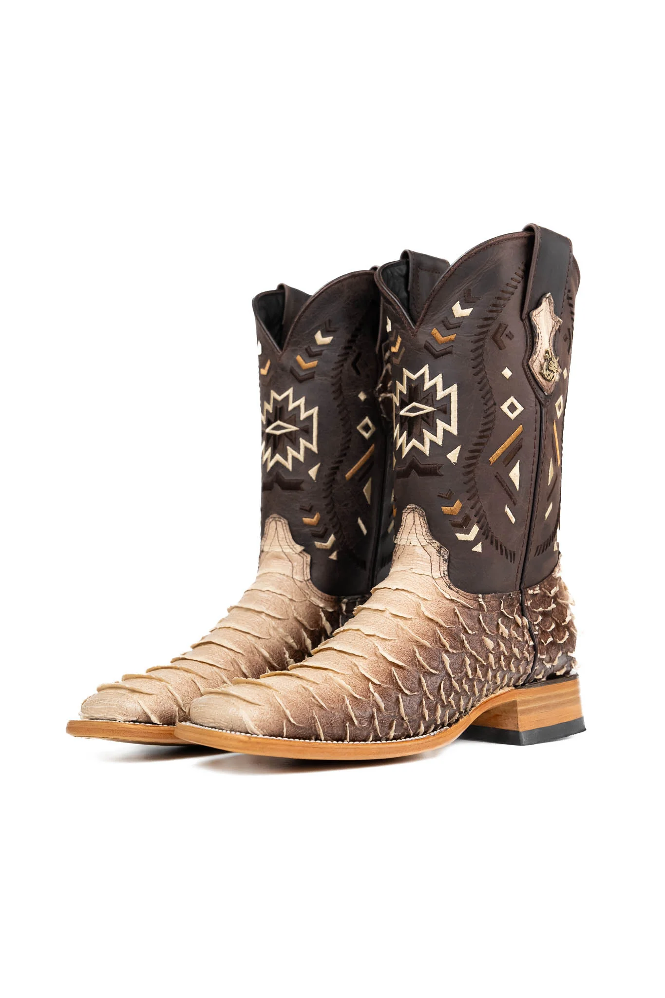Python Saddle Brown Square Toe Cowboy Boot