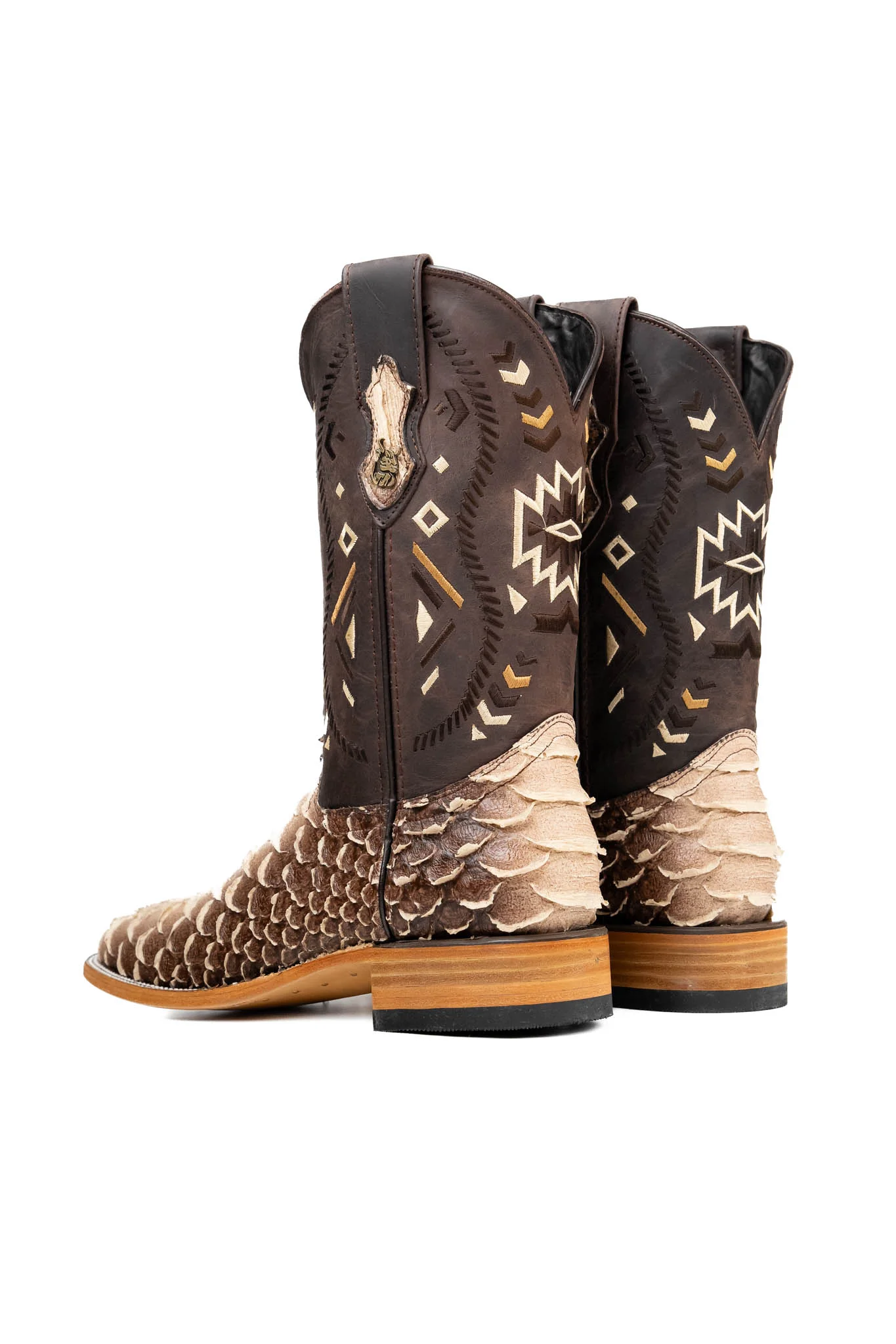 Python Saddle Brown Square Toe Cowboy Boot - Image 3