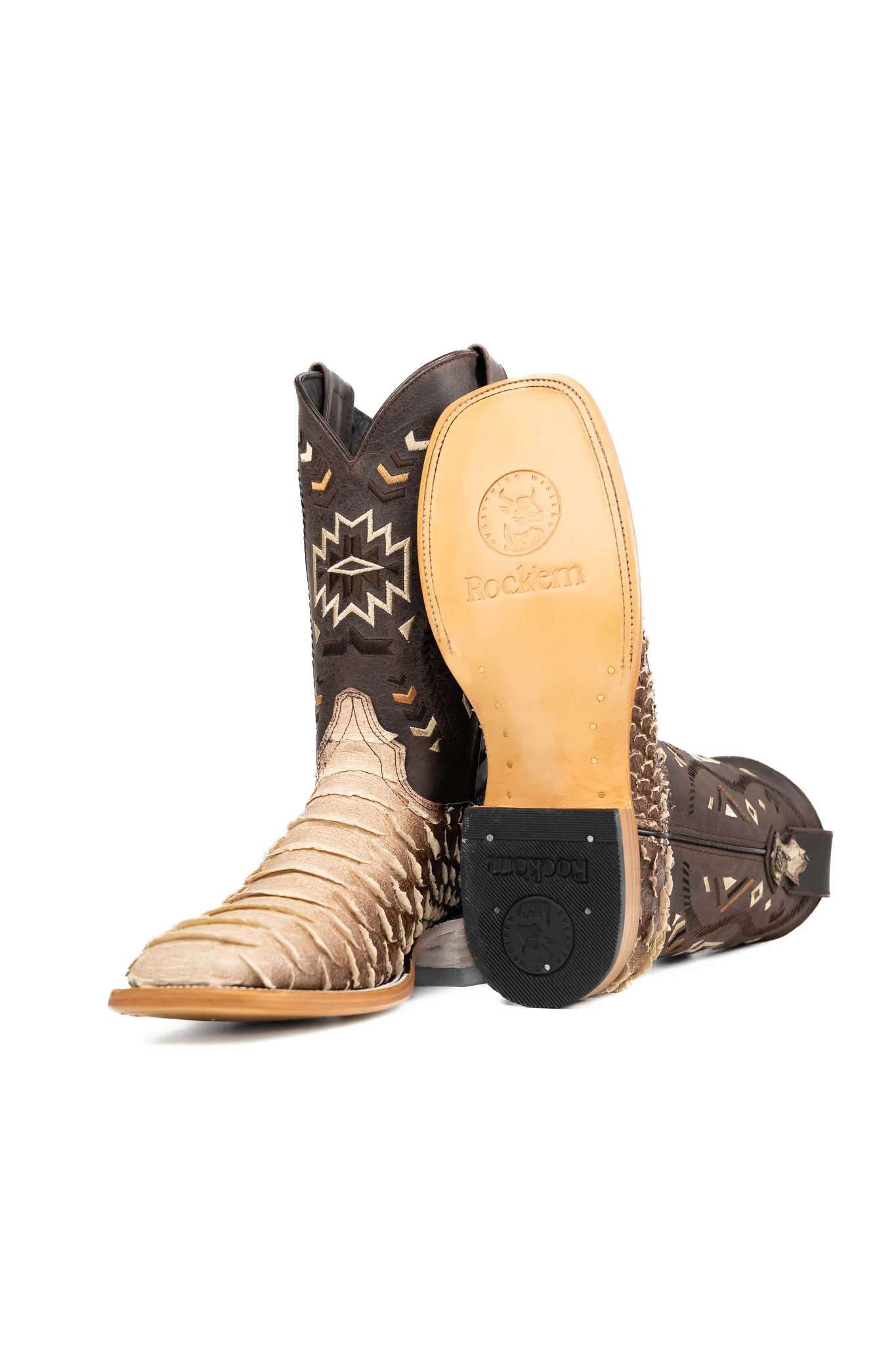 Python Saddle Brown Square Toe Cowboy Boot - Image 4