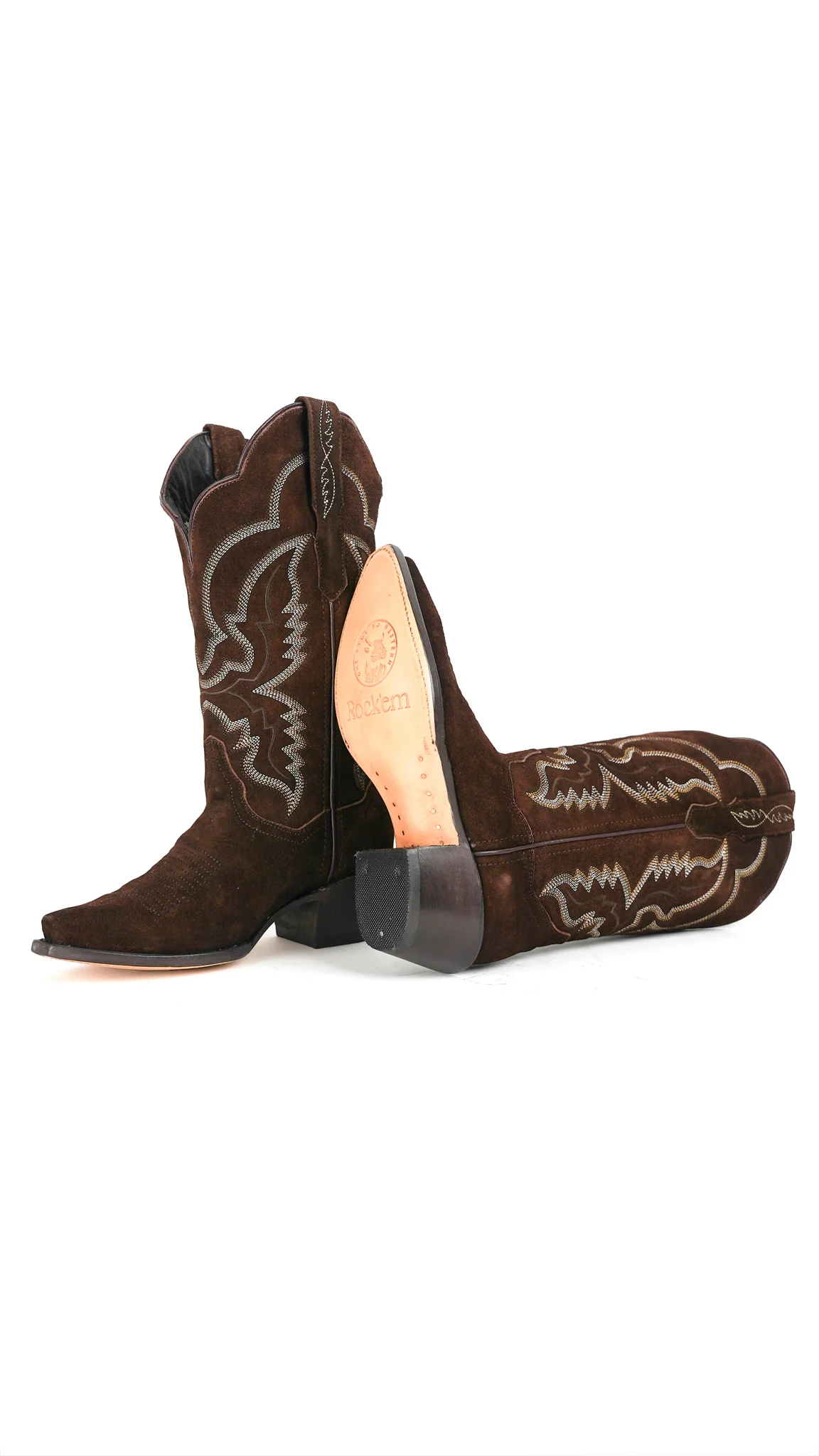 Mia Suede Wide Calf Snip Toe Cowgirl Boot - Image 4