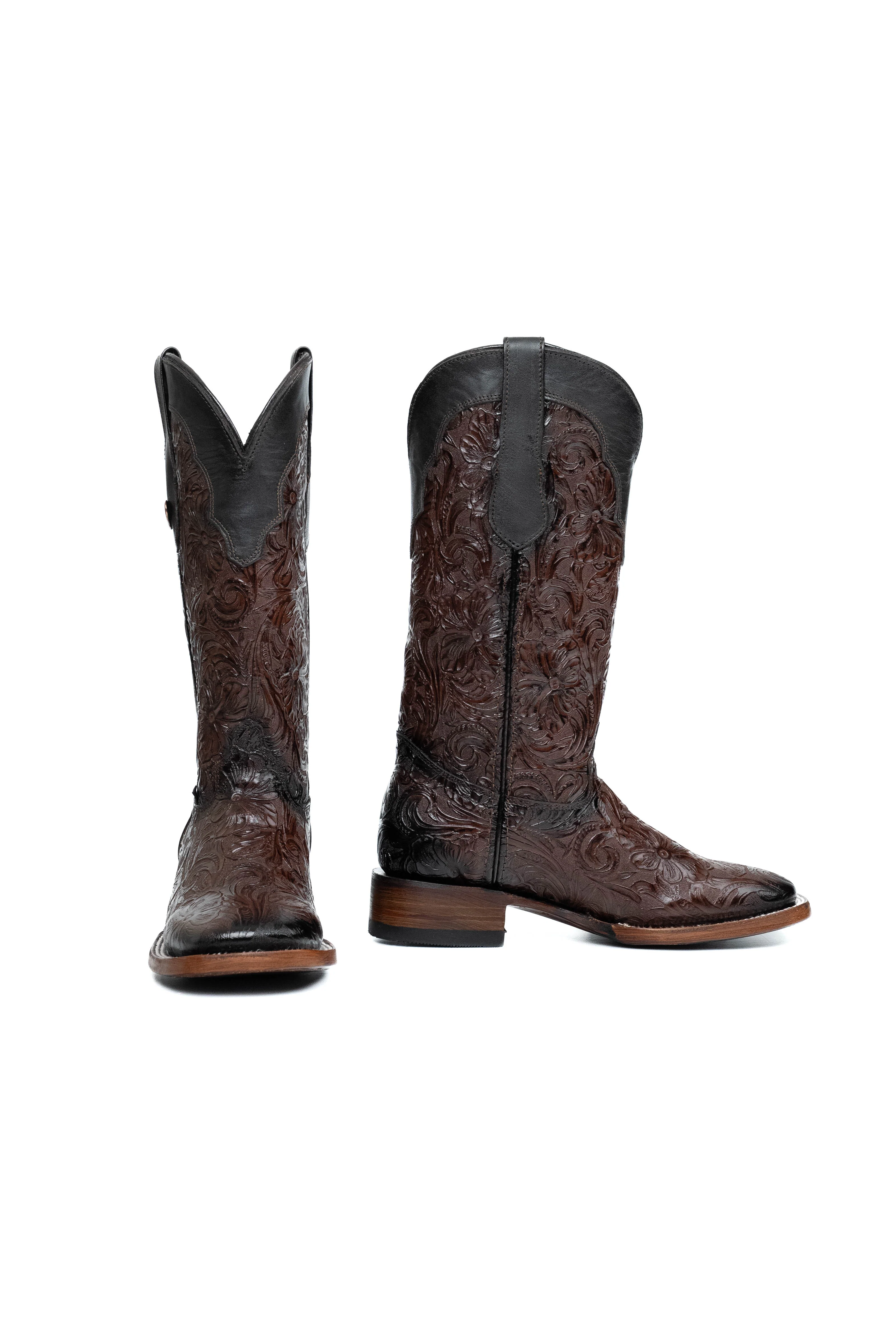 Mila Tooled Square Toe Cowgirl Boot - Image 4