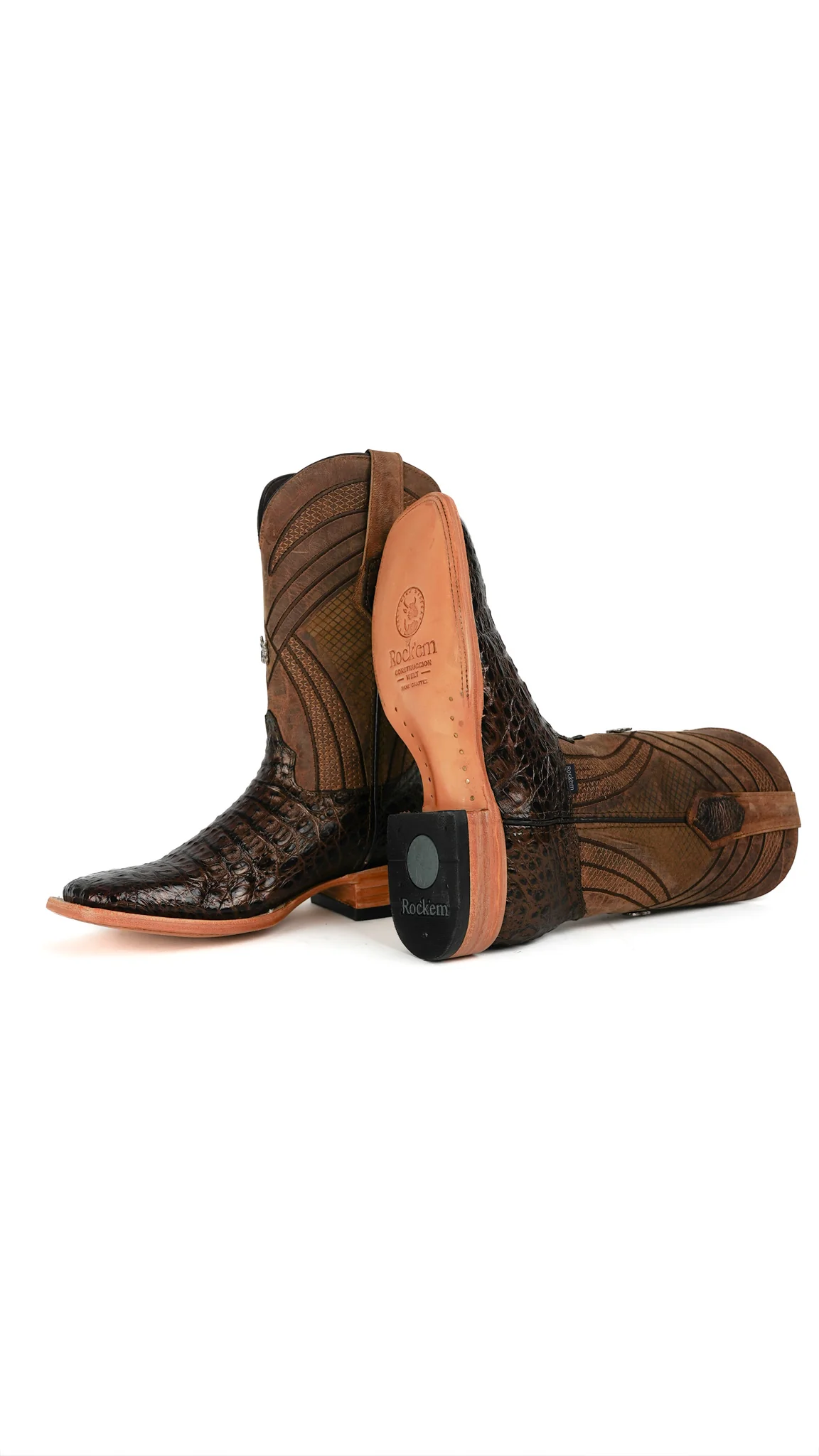 Monroe Caiman Hornback Square Toe Cowboy Boot - Image 10