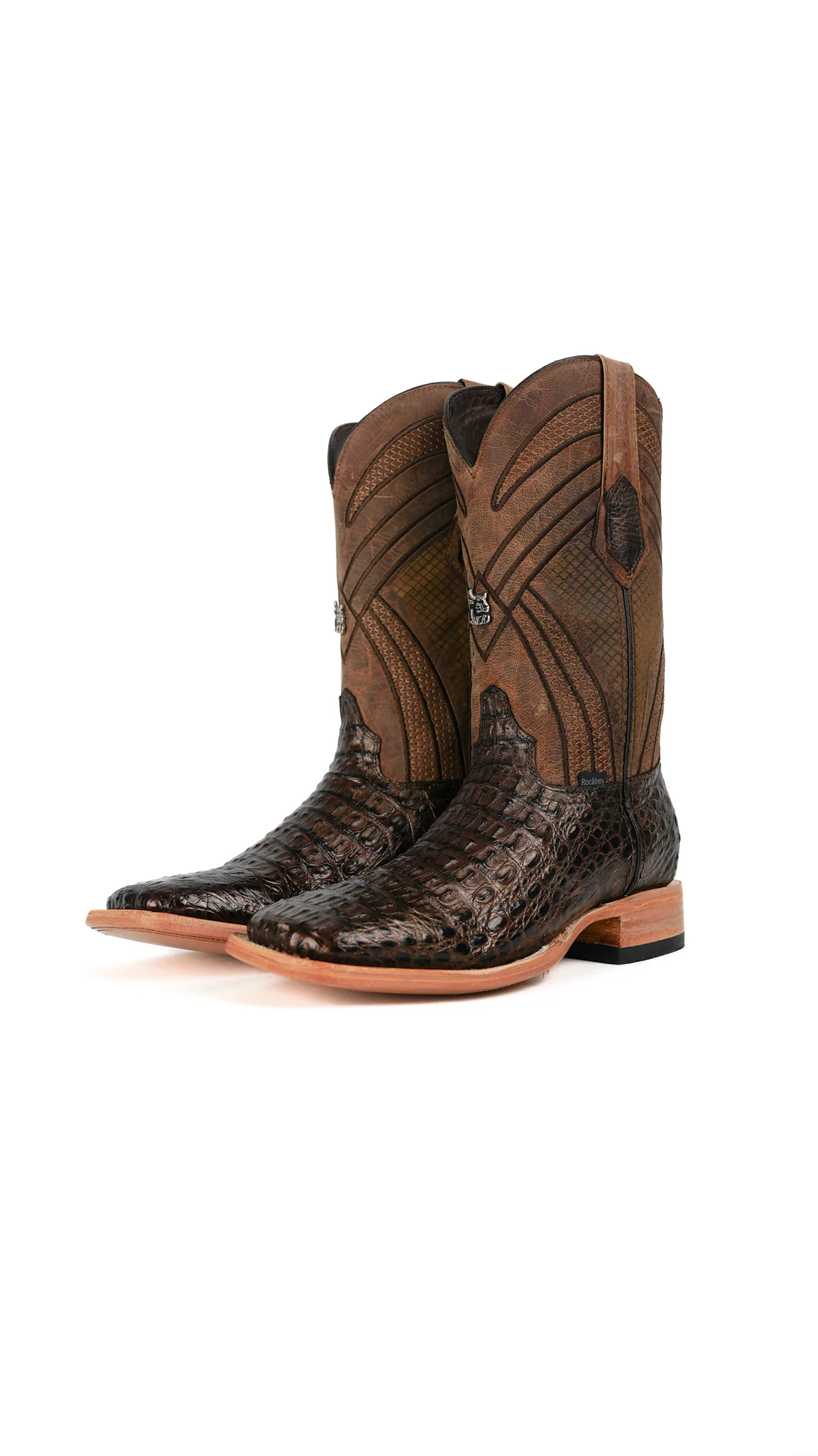 Monroe Caiman Hornback Square Toe Cowboy Boot - Image 7