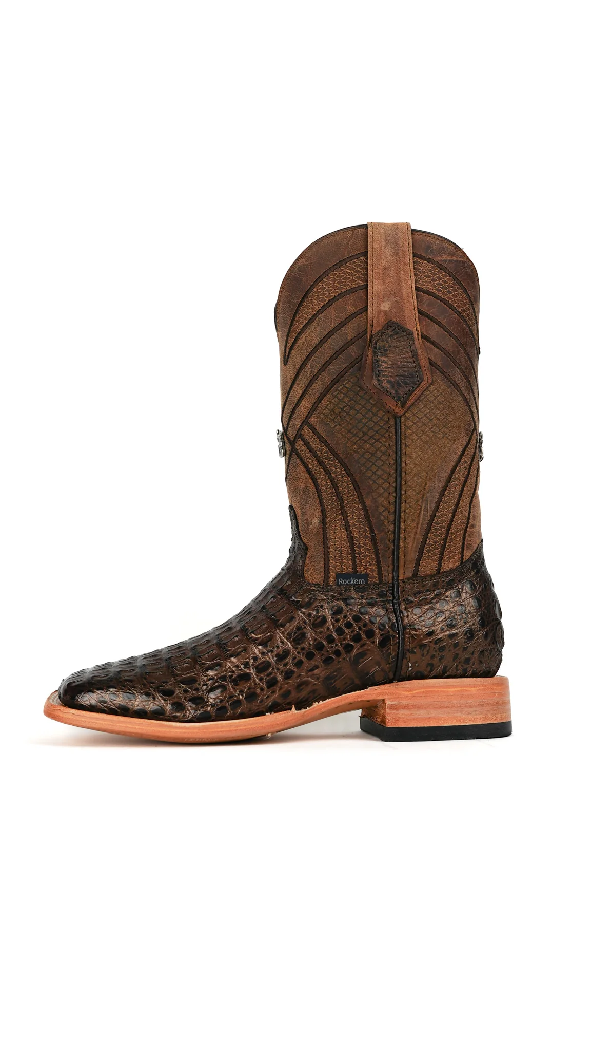 Monroe Caiman Hornback Square Toe Cowboy Boot - Image 8