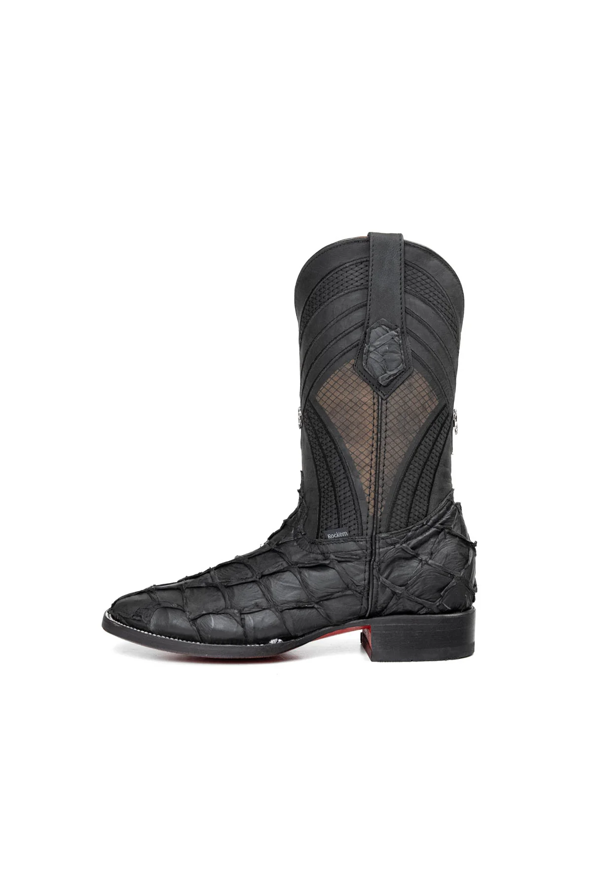 Monroe Pirarucu Red Bottom Square Toe Cowboy Boot - Image 3