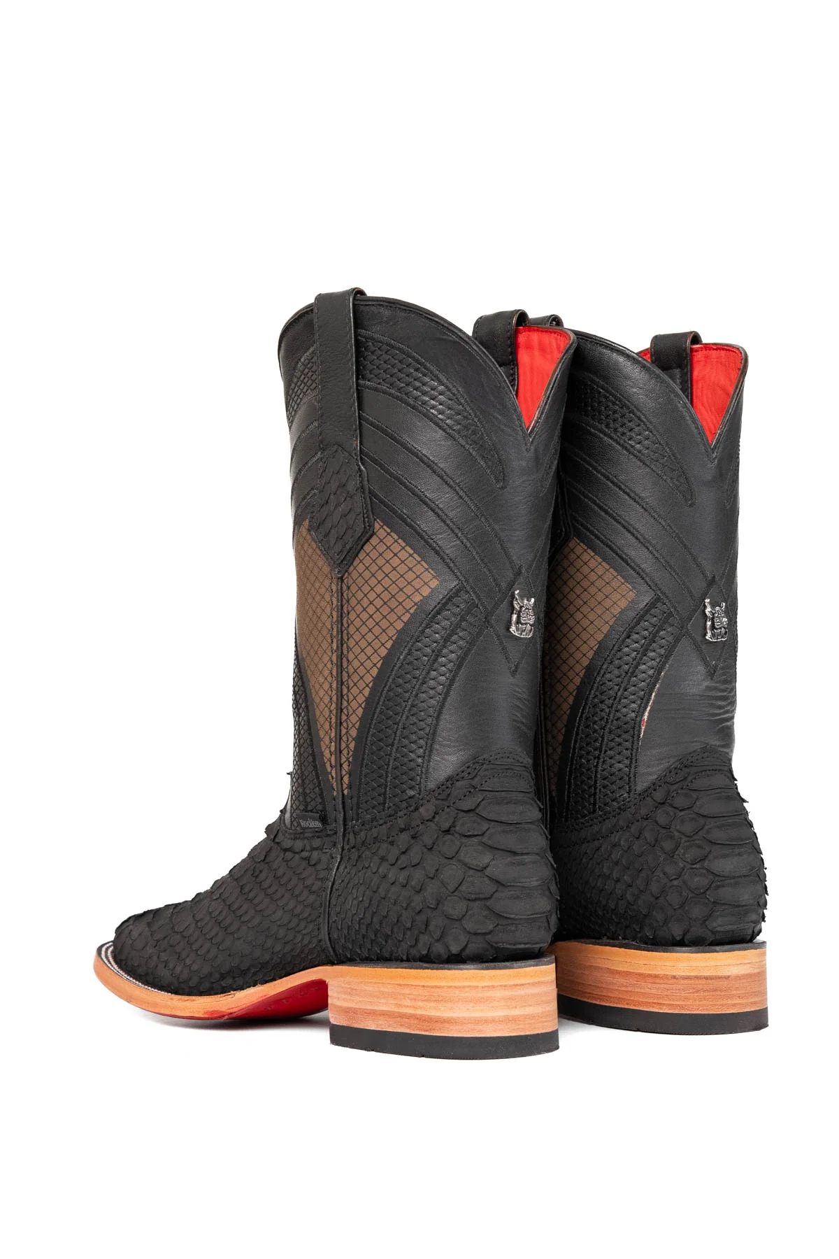 Monroe Giant Python Red Bottom Square Toe Cowboy Boot - Image 4