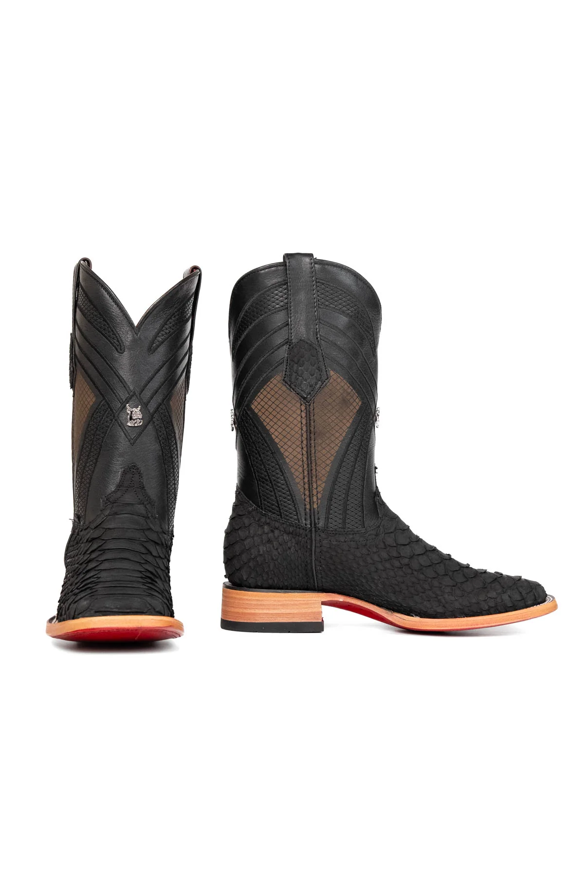 Monroe Giant Python Red Bottom Square Toe Cowboy Boot - Image 5