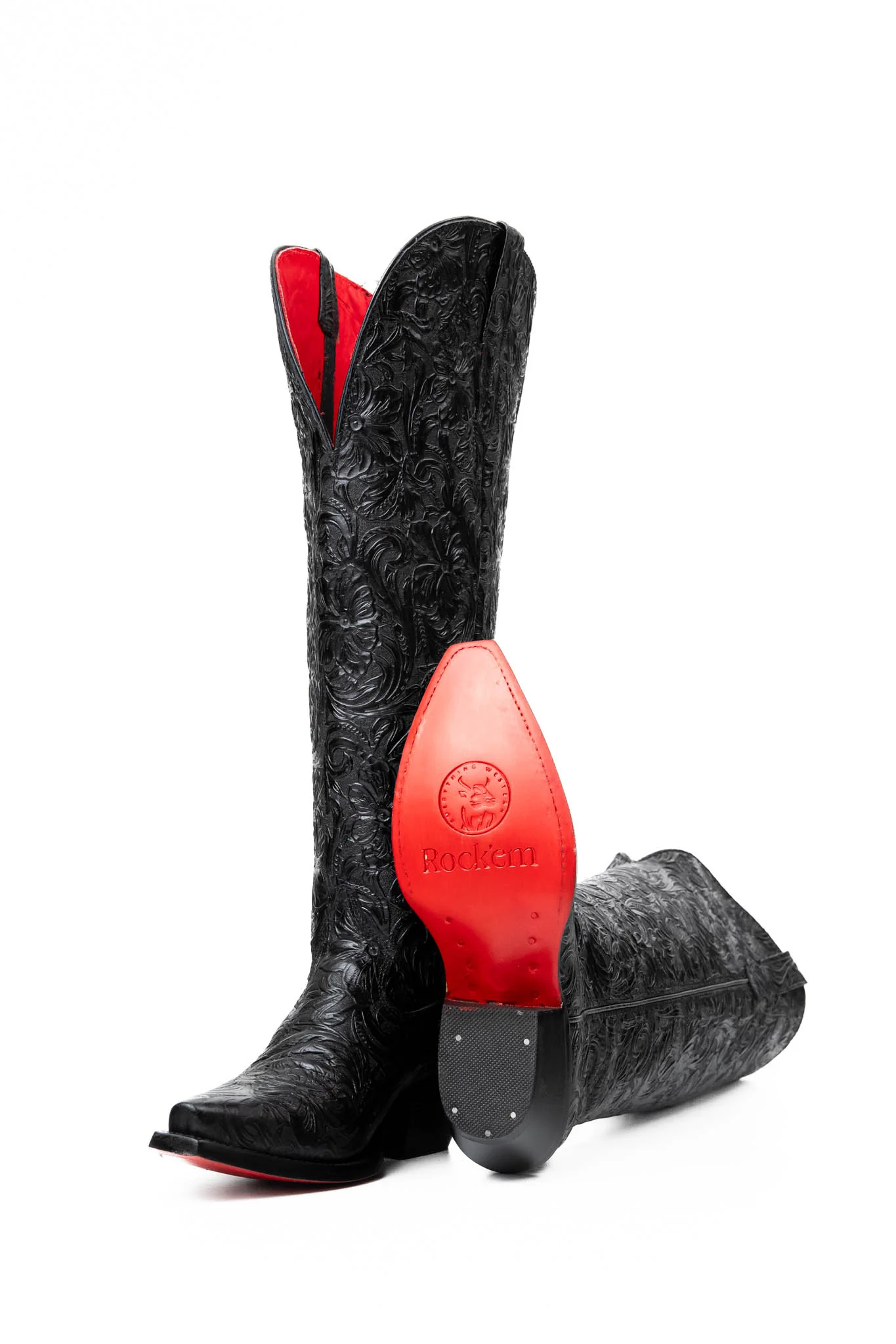 Nancy Tall Wide Calf Red Bottom Snip Toe Cowgirl Boot - Image 6