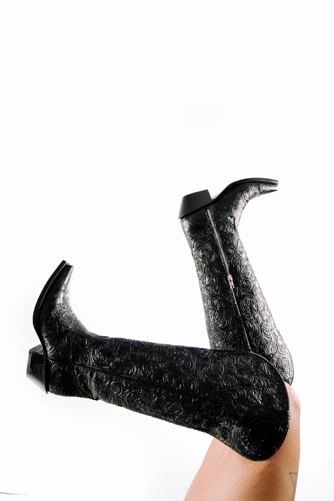 Nancy Tall Wide Calf Red Bottom Snip Toe Cowgirl Boot - Image 8