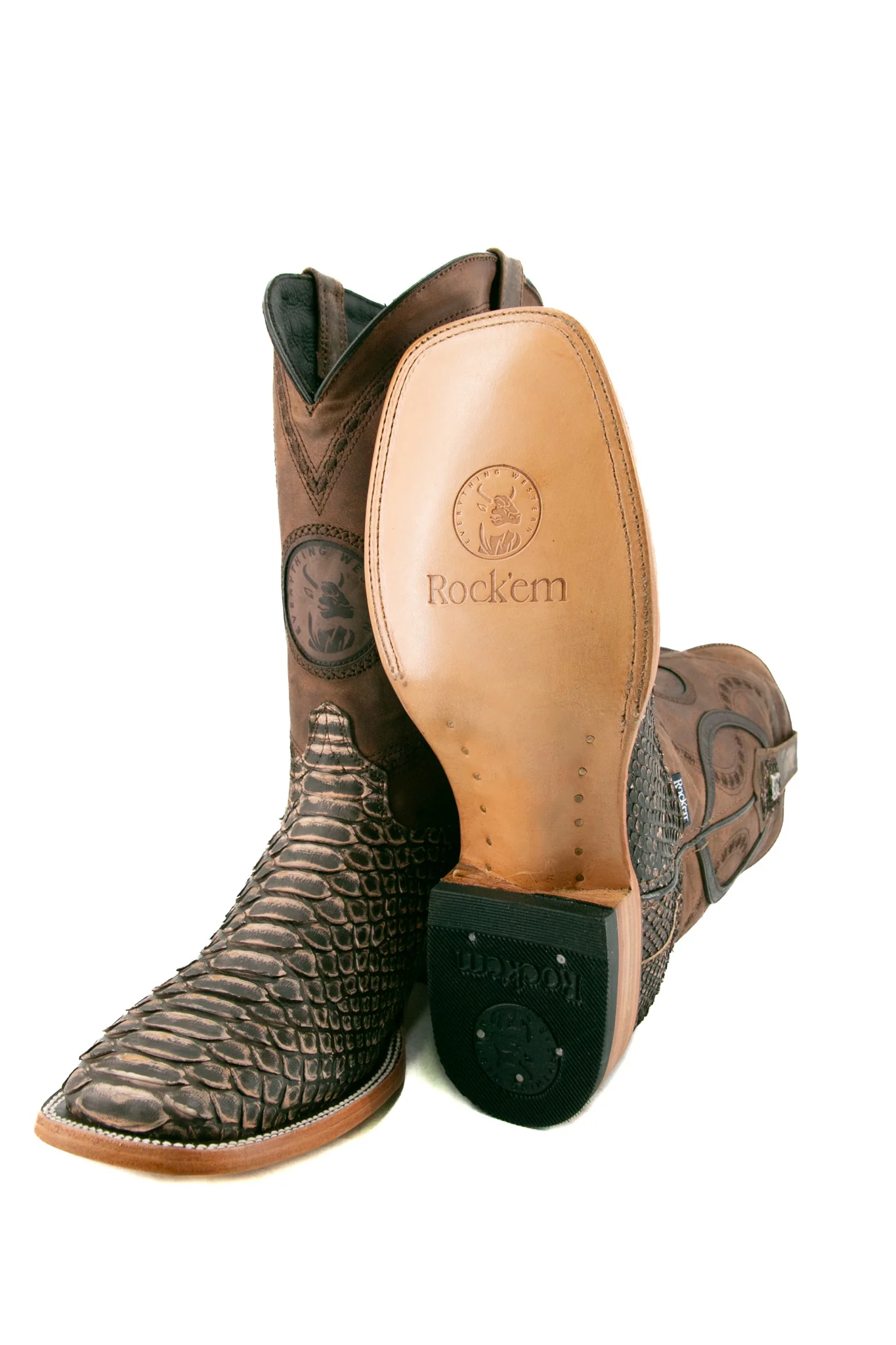 Rock'em Fall Python Exotic Square Toe Cowboy Boot - Image 17