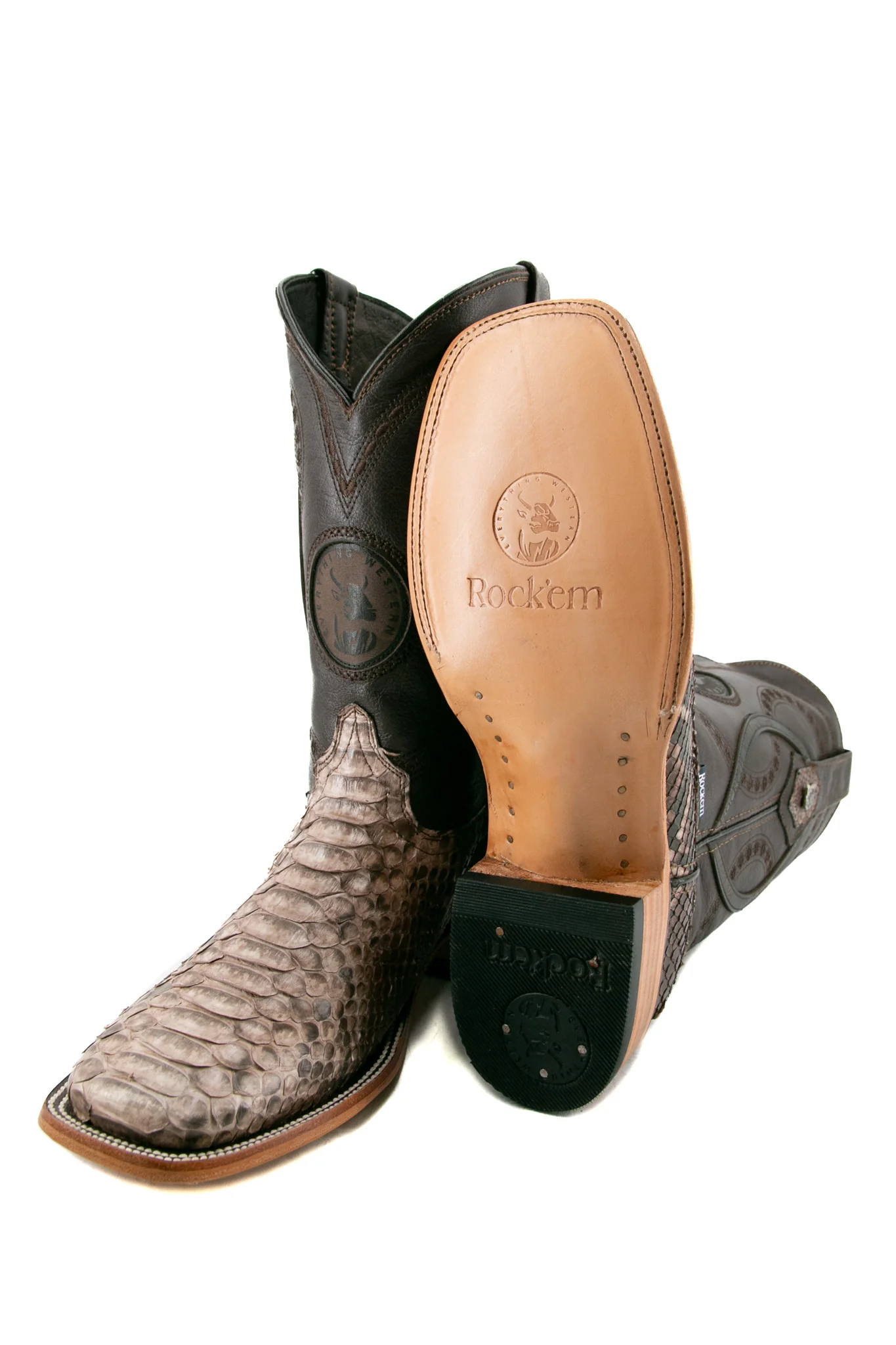Rock'em Fall Python Exotic Square Toe Cowboy Boot - Image 4