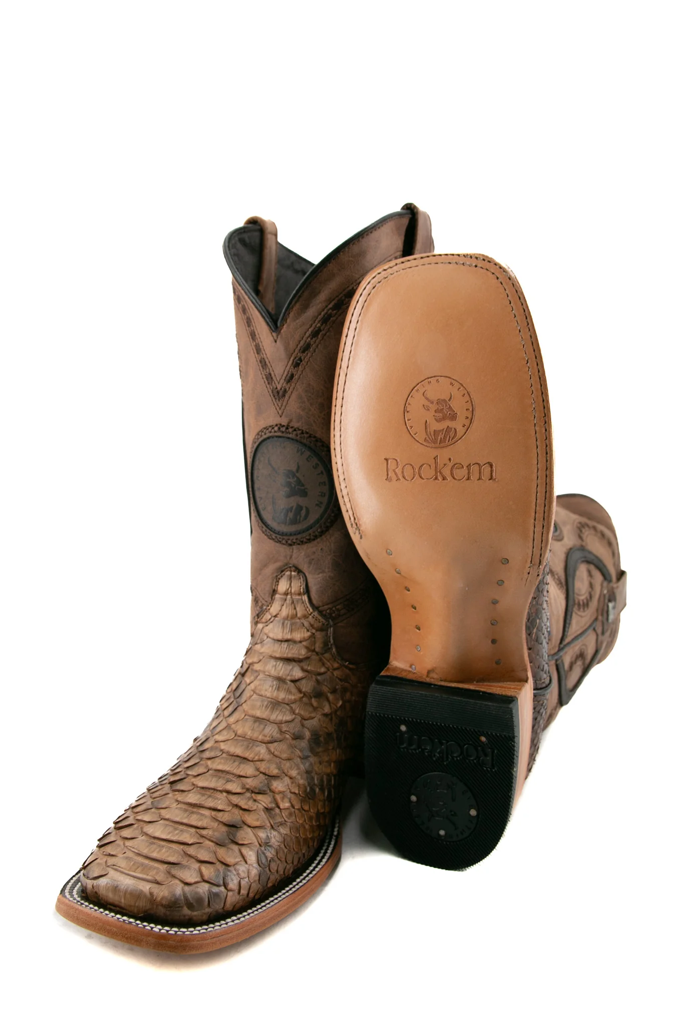Rock'em Fall Python Exotic Square Toe Cowboy Boot - Image 9