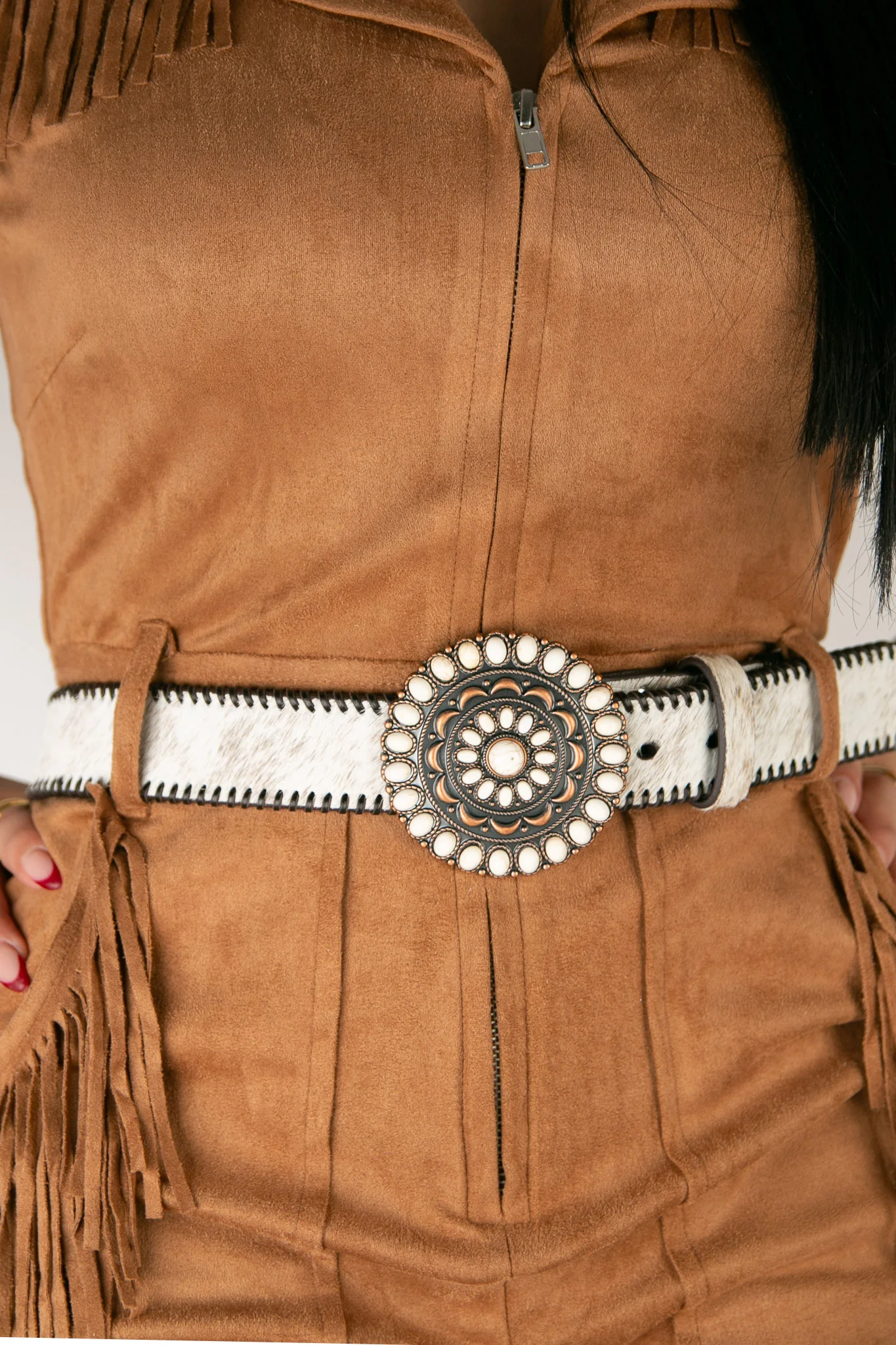 Nocona Cowhide Circular Buckle Cowgirl Belt - Image 3
