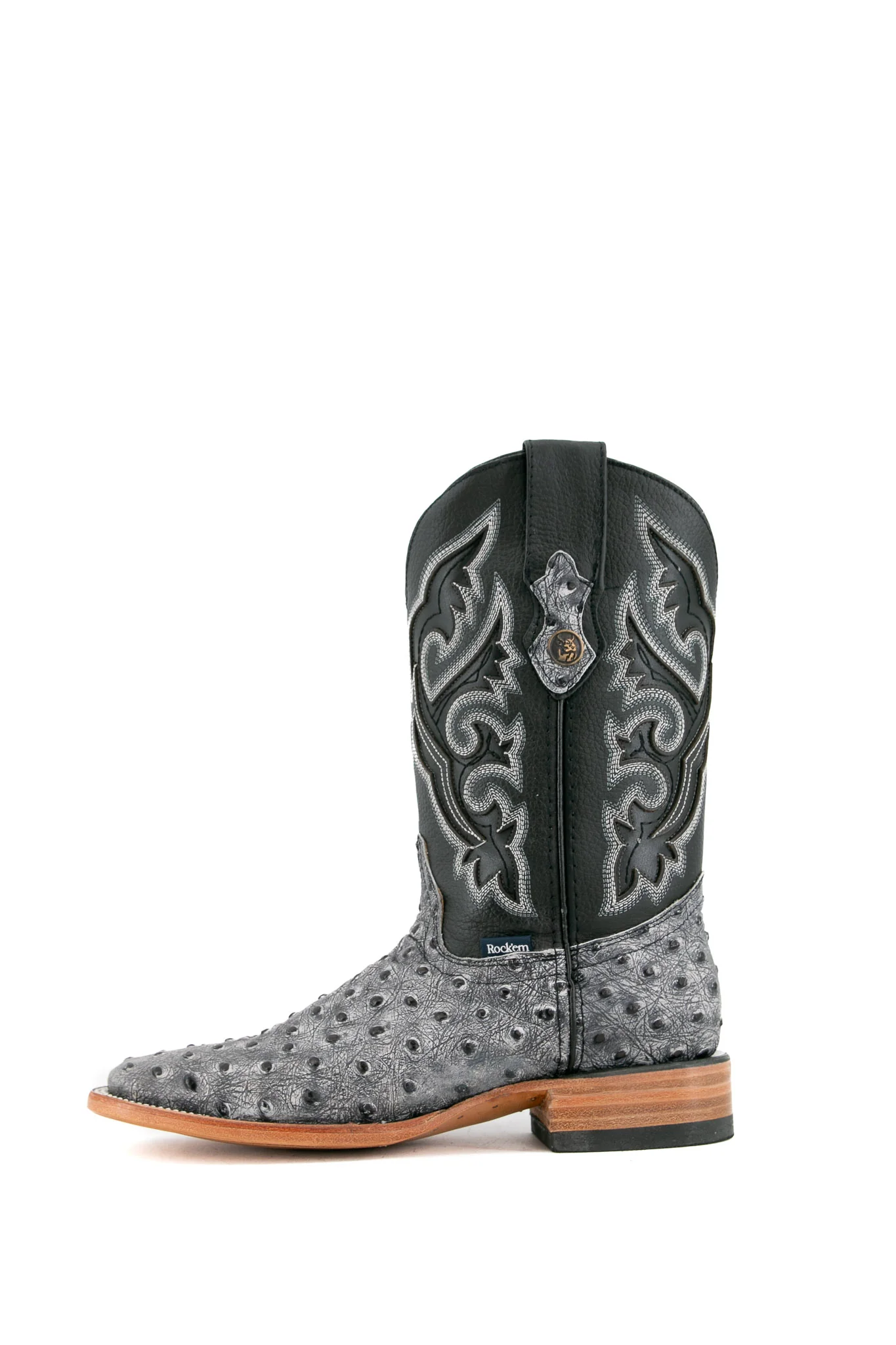 Ostrich Matte Rustic Square Toe Cowboy Boot - Image 2