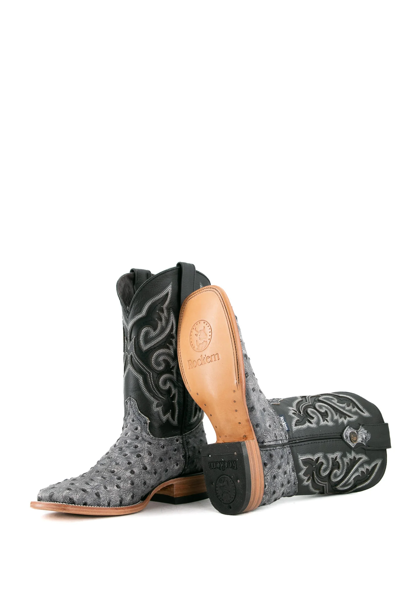 Ostrich Matte Rustic Square Toe Cowboy Boot - Image 4