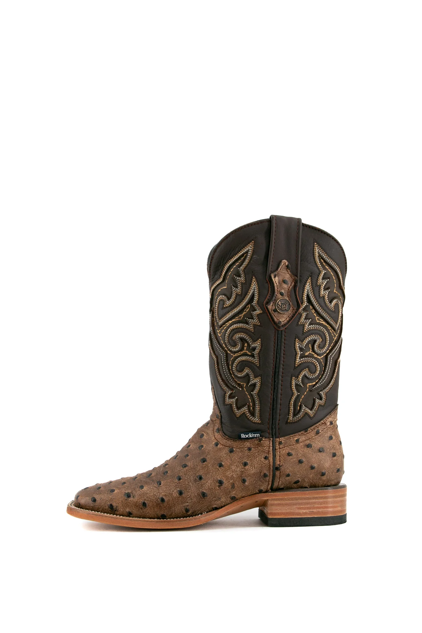 Ostrich Matte Rustic Square Toe Cowboy Boot - Image 7