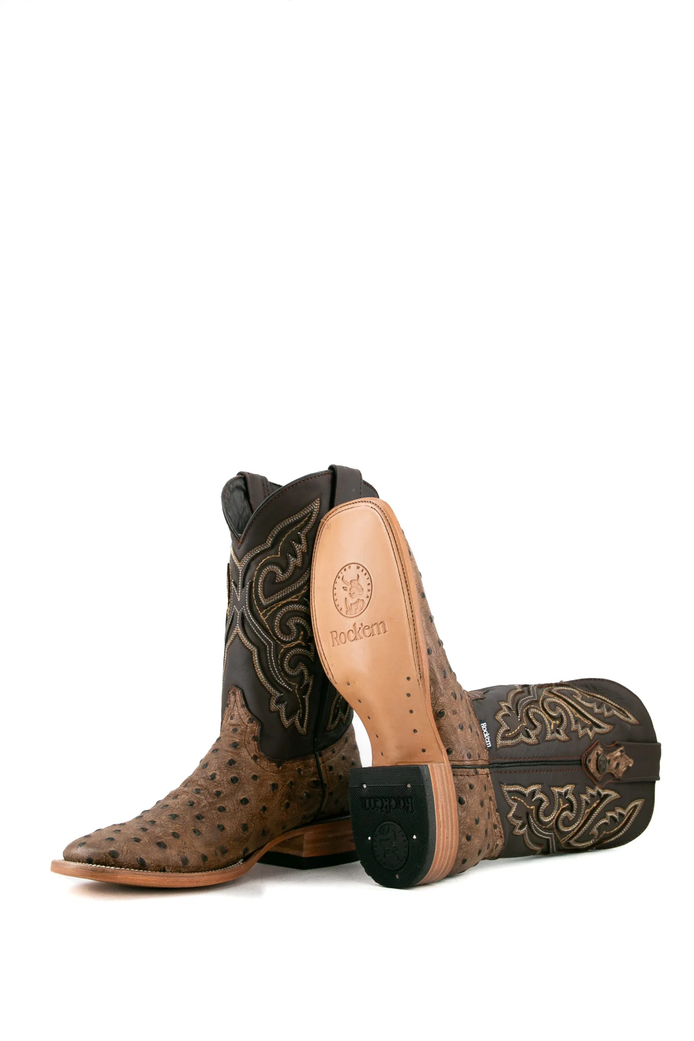 Ostrich Matte Rustic Square Toe Cowboy Boot - Image 9