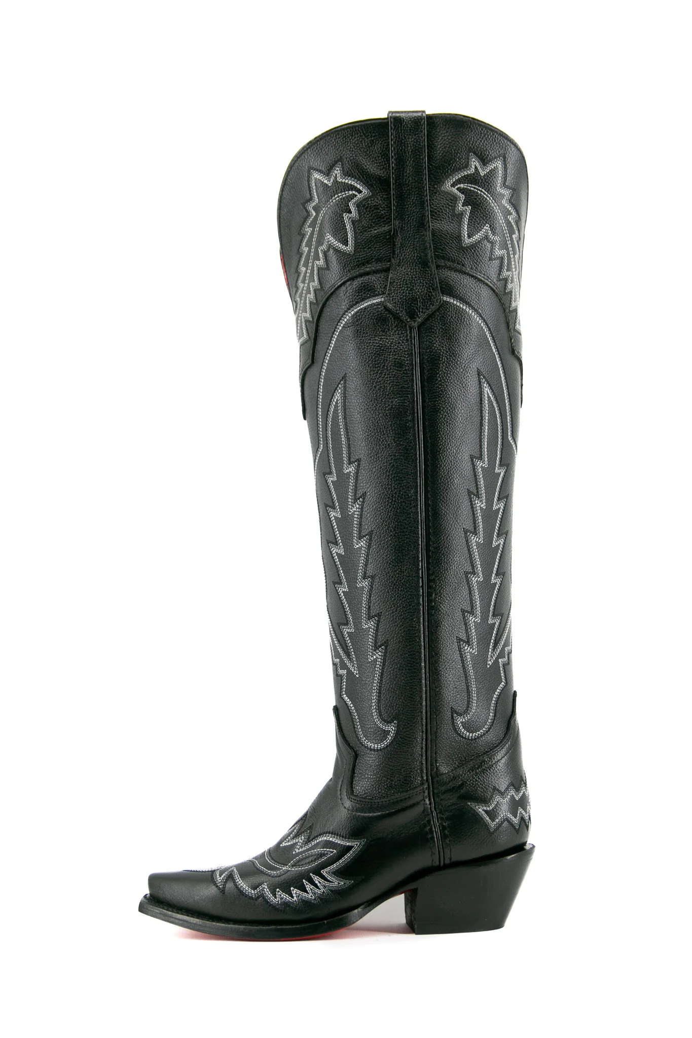 Maggie Knee High Red Bottom Wide Calf Snip Toe Cowgirl Boot - Image 3