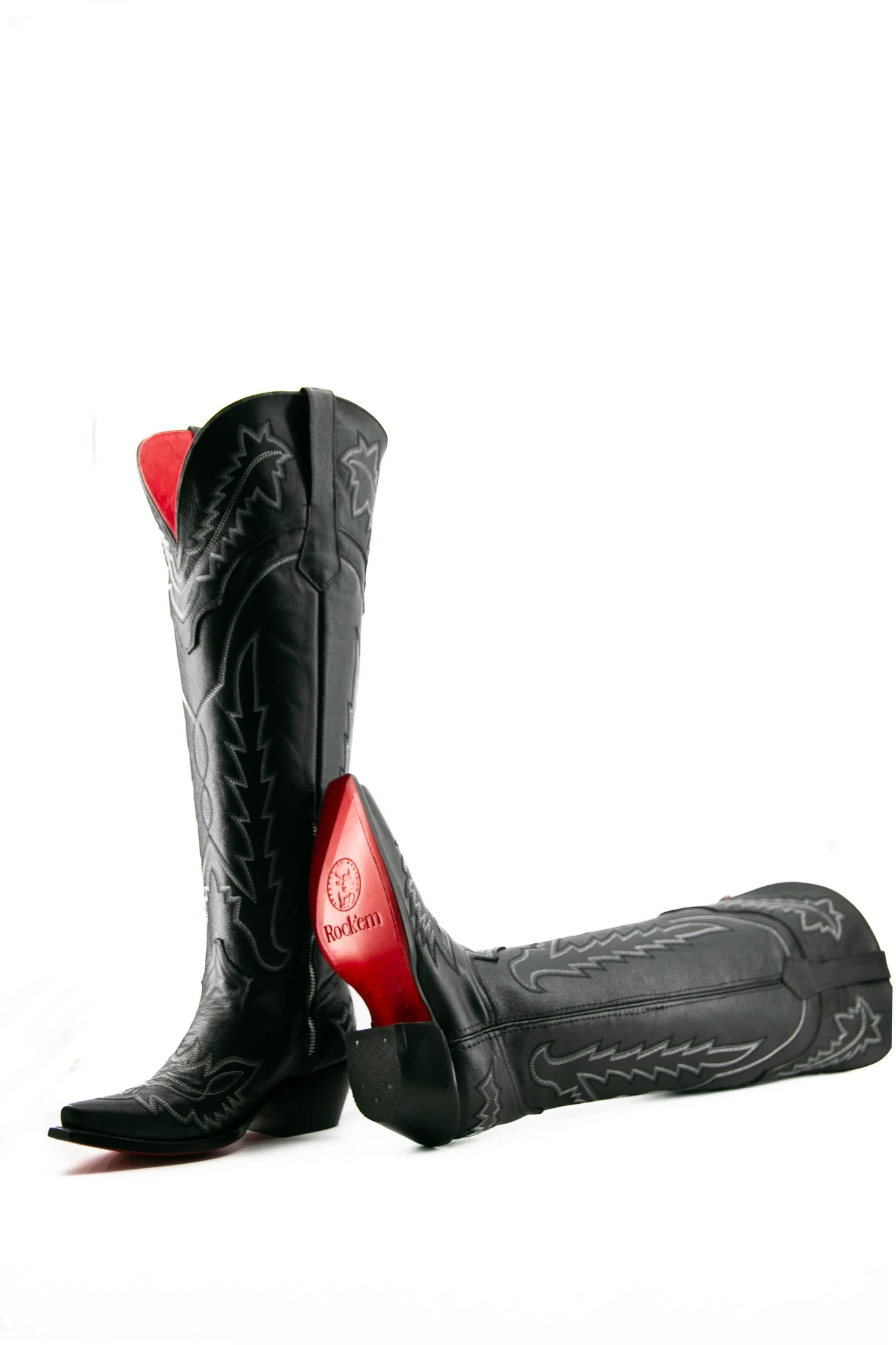 Maggie Knee High Red Bottom Wide Calf Snip Toe Cowgirl Boot - Image 5