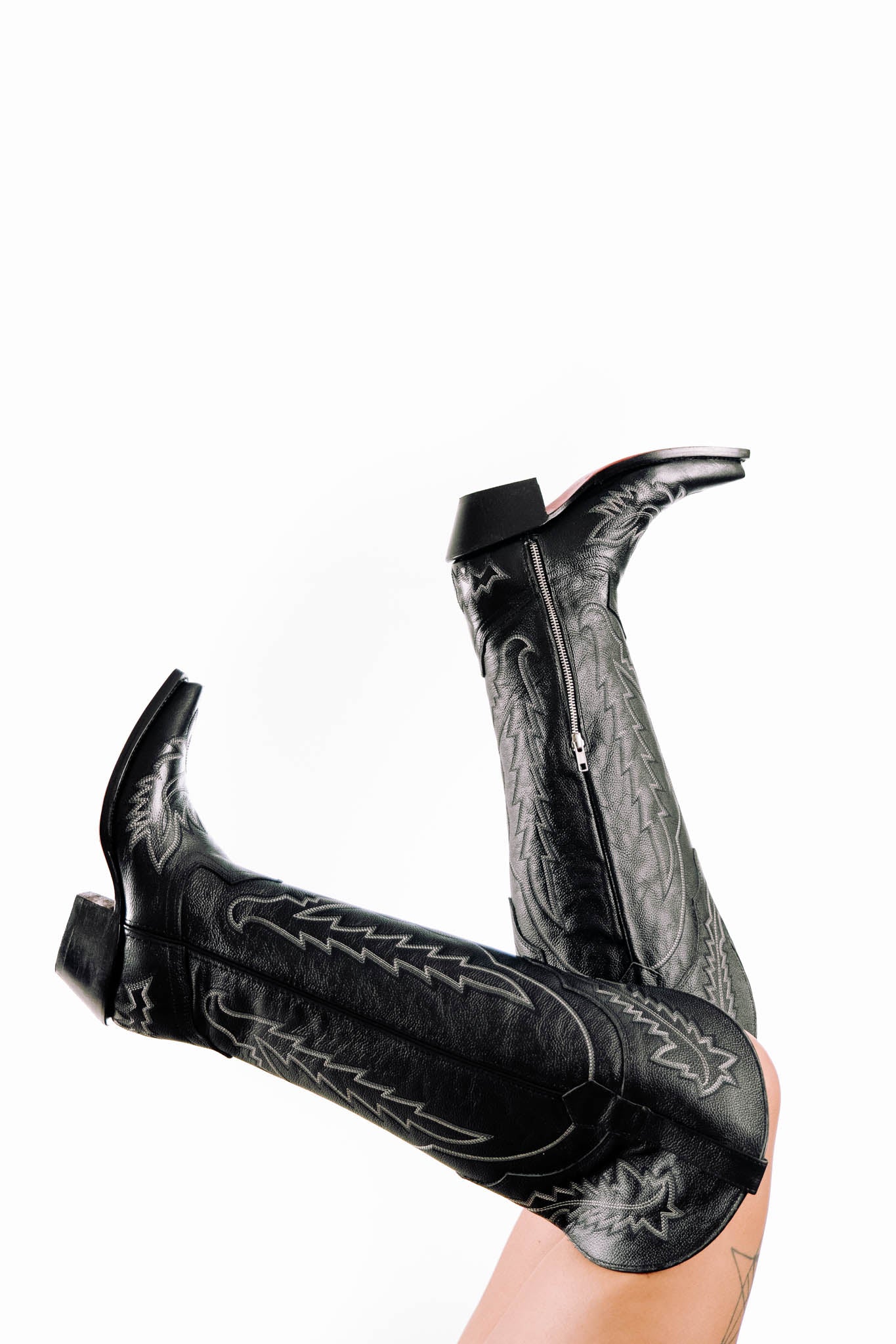Maggie Knee High Red Bottom Wide Calf Snip Toe Cowgirl Boot - Image 7