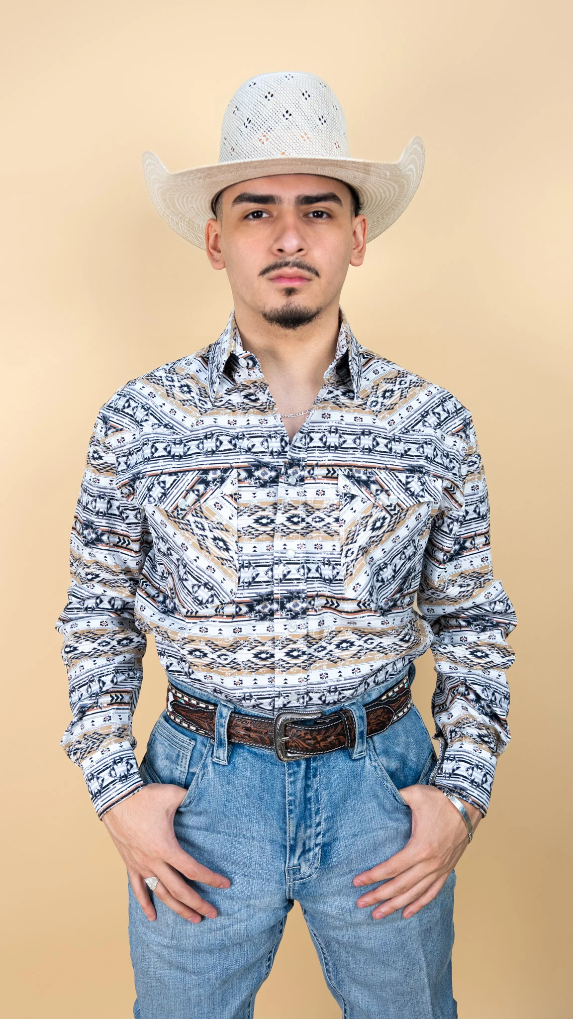 Panhandle Long Sleeve Walker Aztec  Pearl Snap