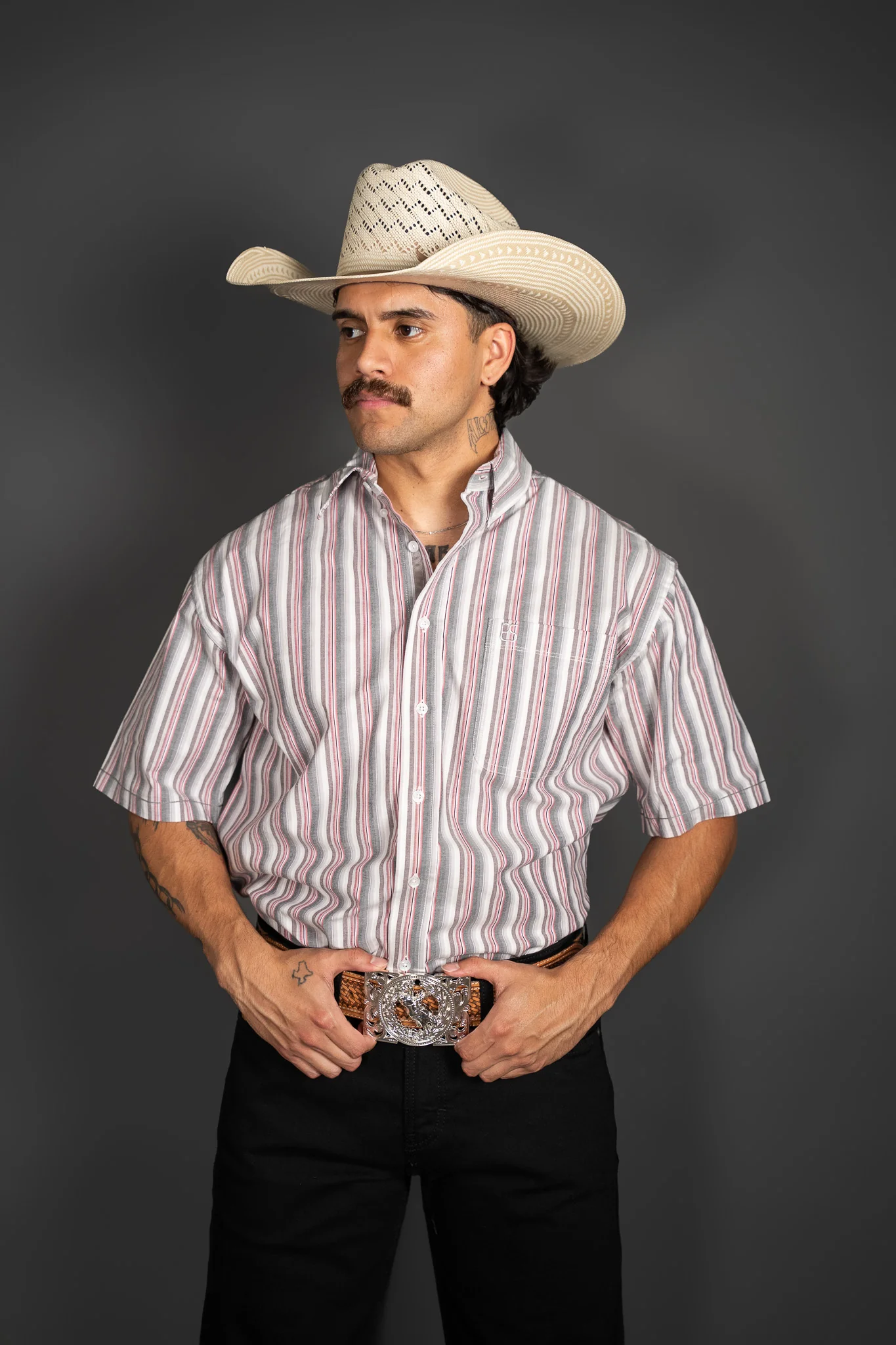 Panhandle Striped Pearl Snap Short Sleeve
