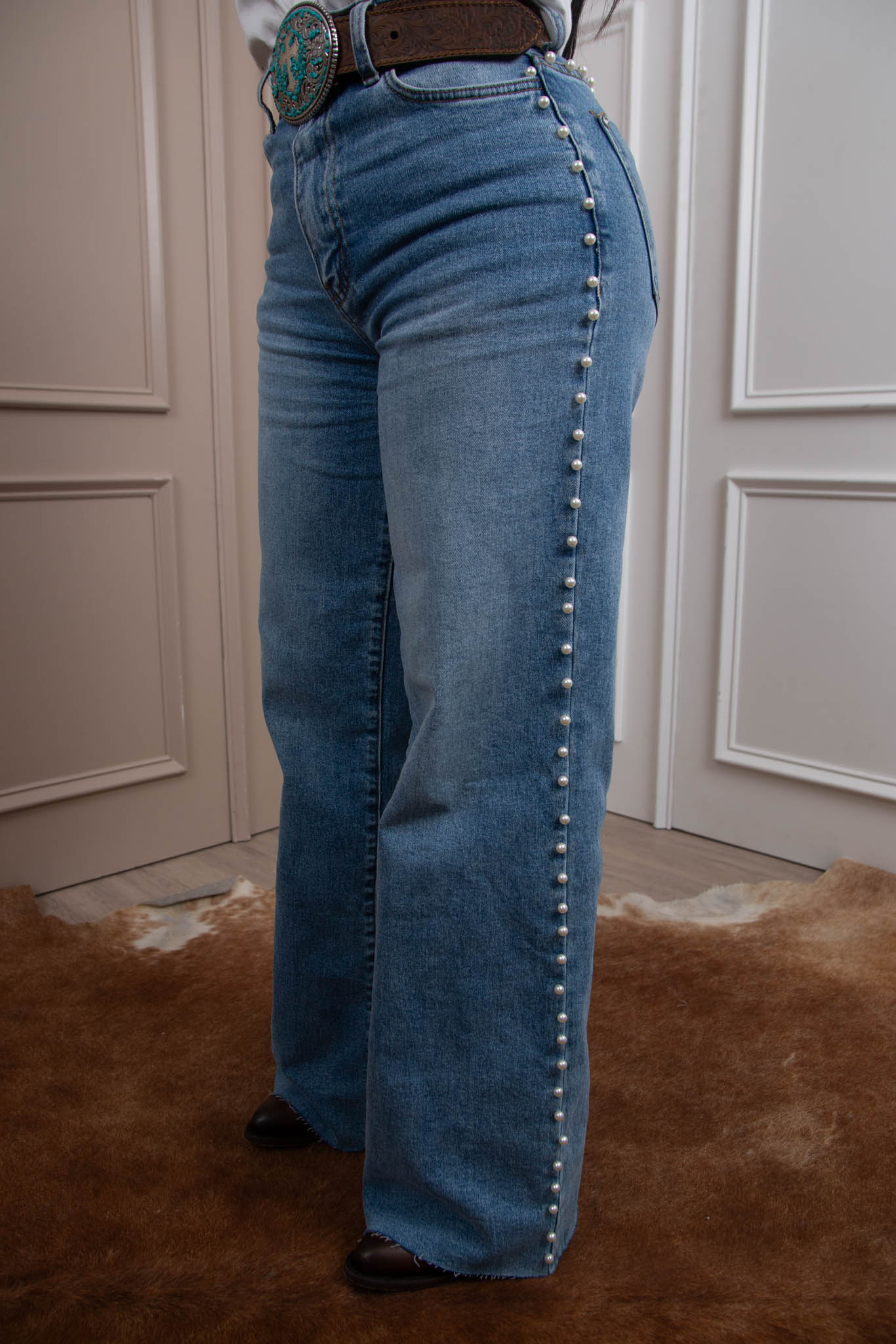 Pearl Trim Denim Jeans - Image 4