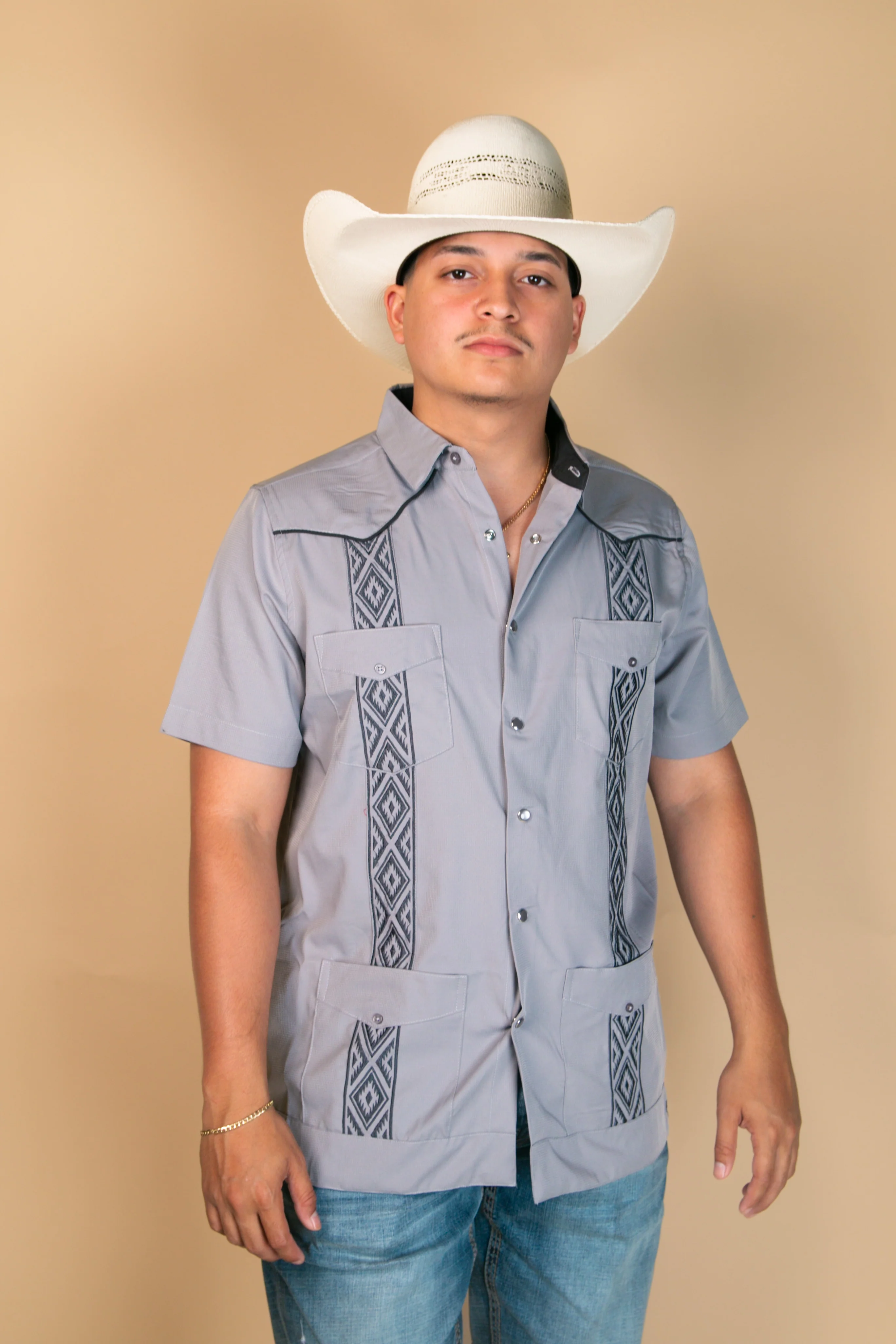 Platini Guayabera Short Sleeve Pearl Snap - Image 5
