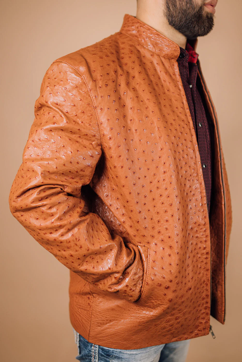 *PRE-ORDER* Men's Full Ostrich Genuine Leather Jacket - Image 11