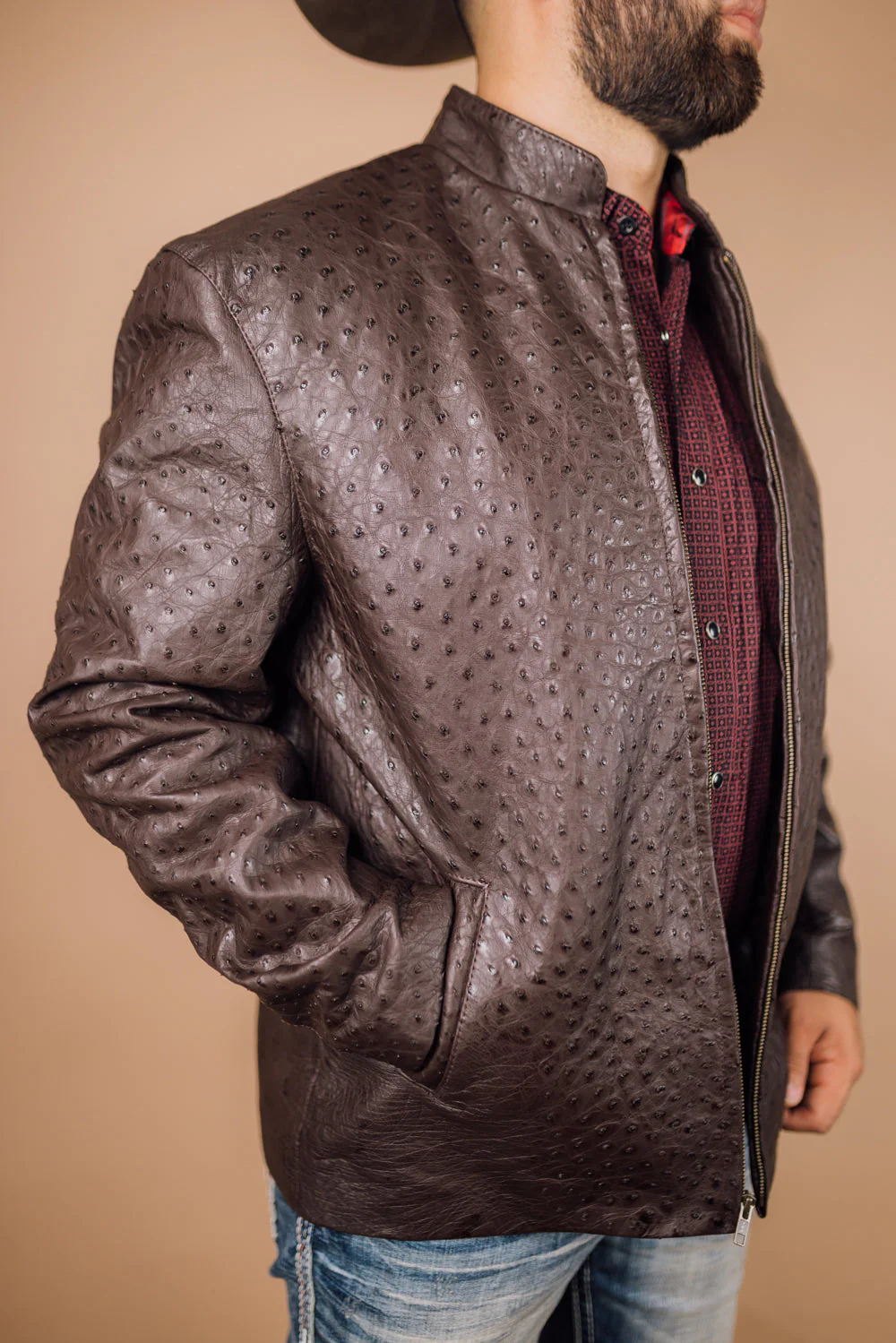 *PRE-ORDER* Men's Full Ostrich Genuine Leather Jacket - Image 5