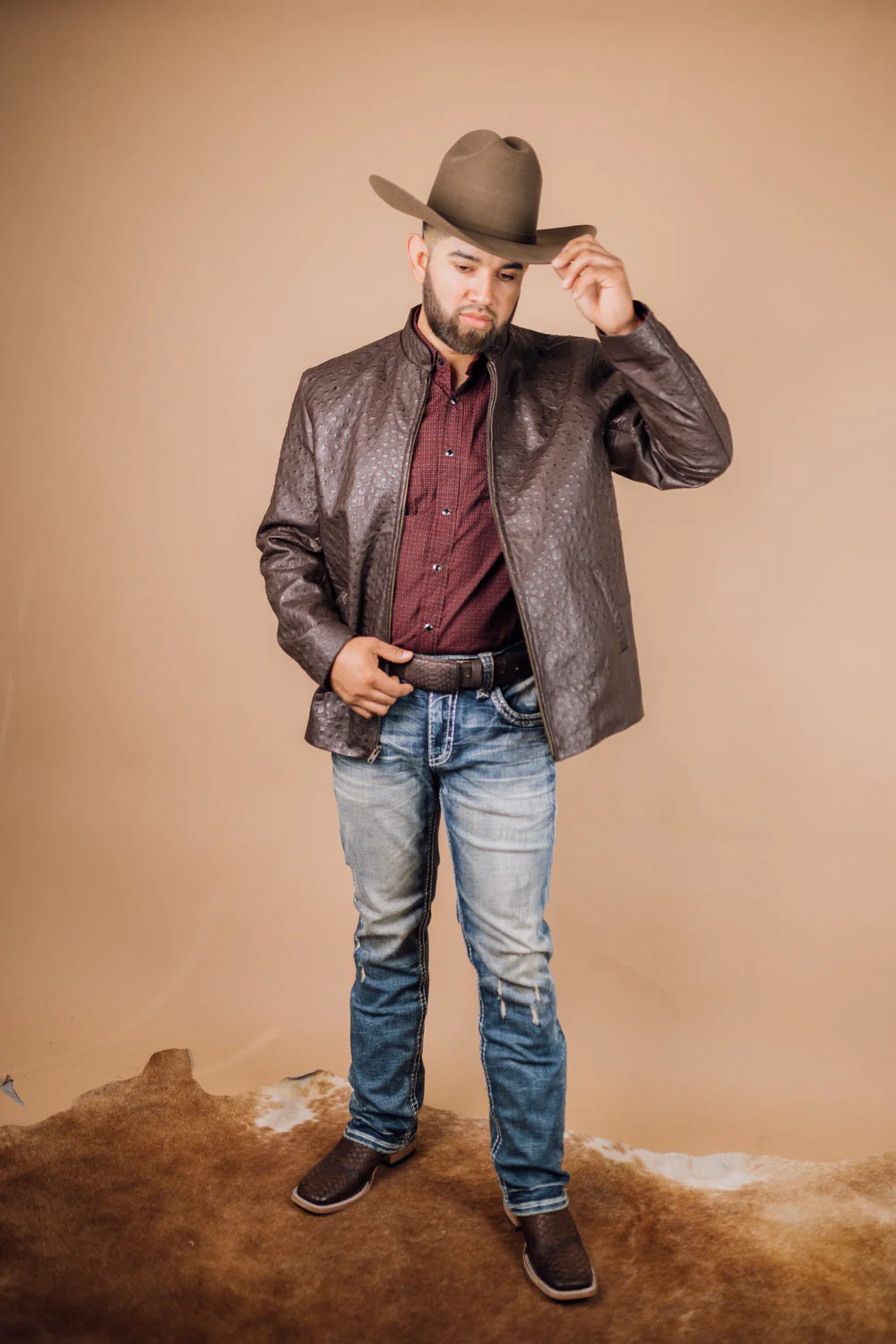 *PRE-ORDER* Men's Full Ostrich Genuine Leather Jacket - Image 6