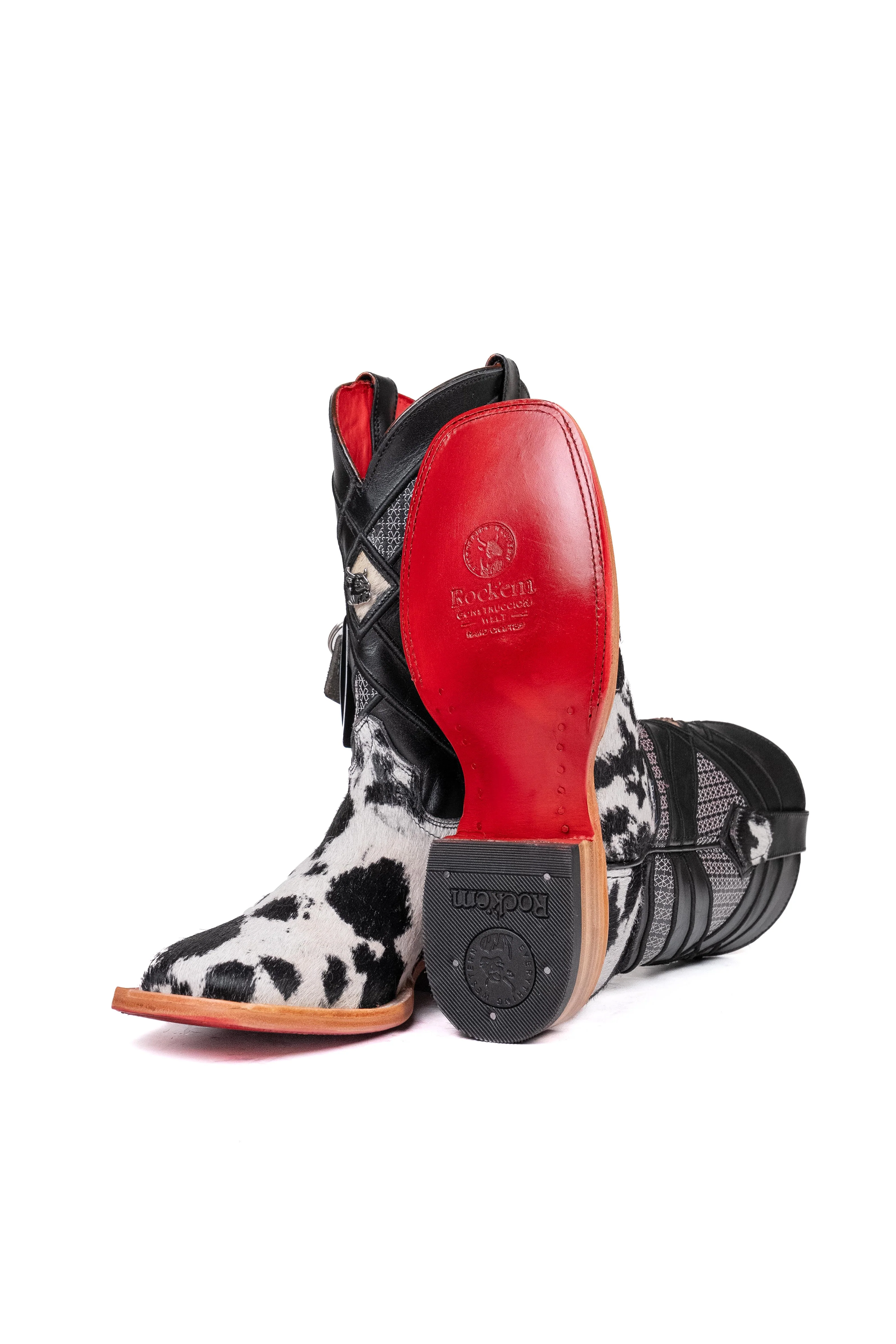 Prescott Cowhide Red Bottom Square Toe Cowboy Boot Size 6 Box TM3 - Image 2