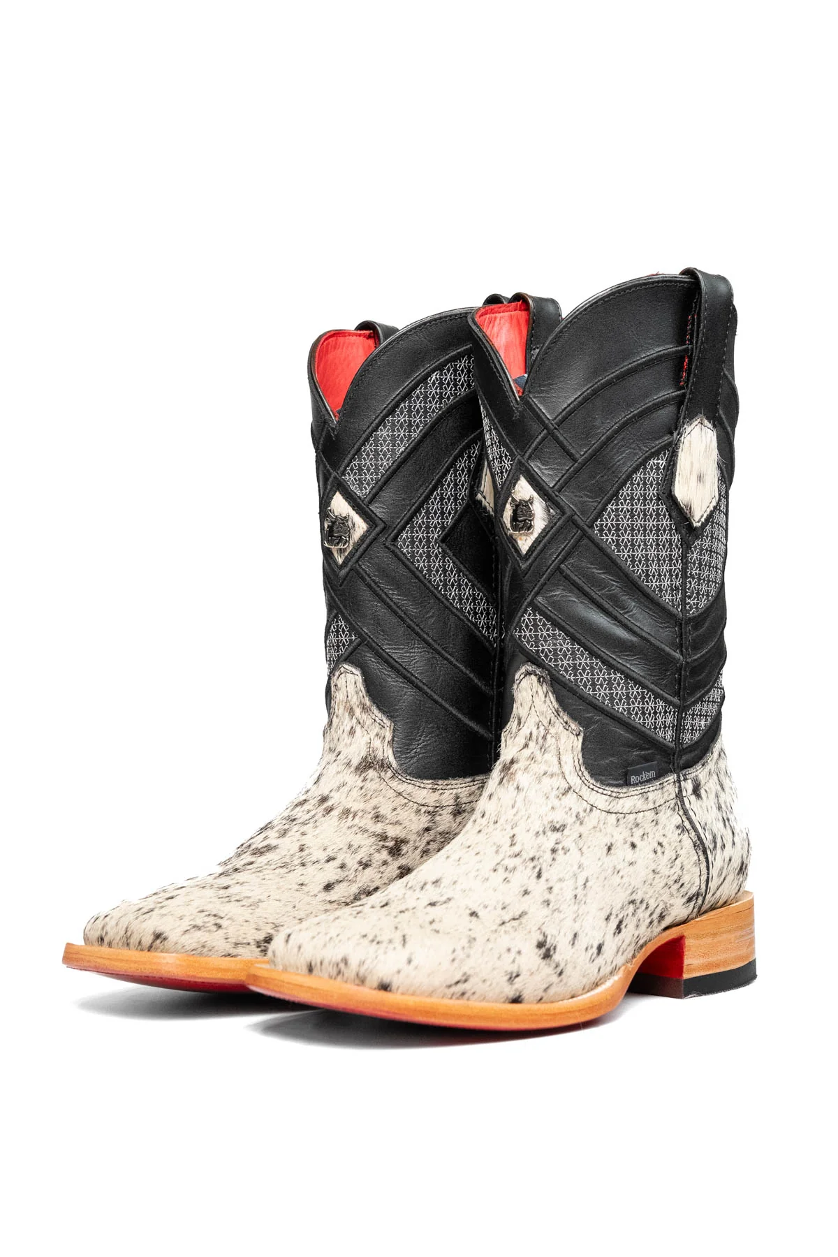 Prescott Cowhide Red Bottom Square Toe Cowboy Boot Size 7.5 Box RM22