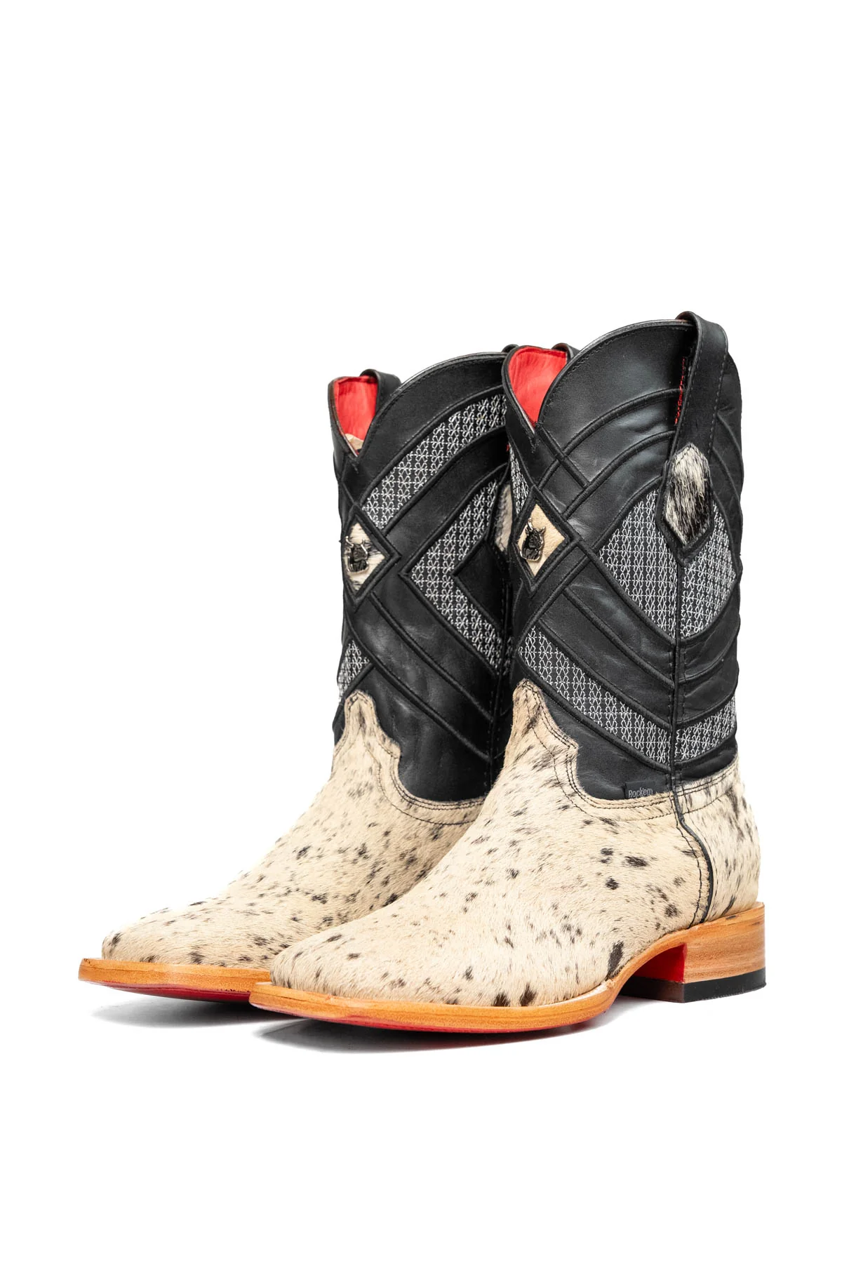 Prescott Cowhide Red Bottom Square Toe Cowboy Boot Size 7.5 Box RM23