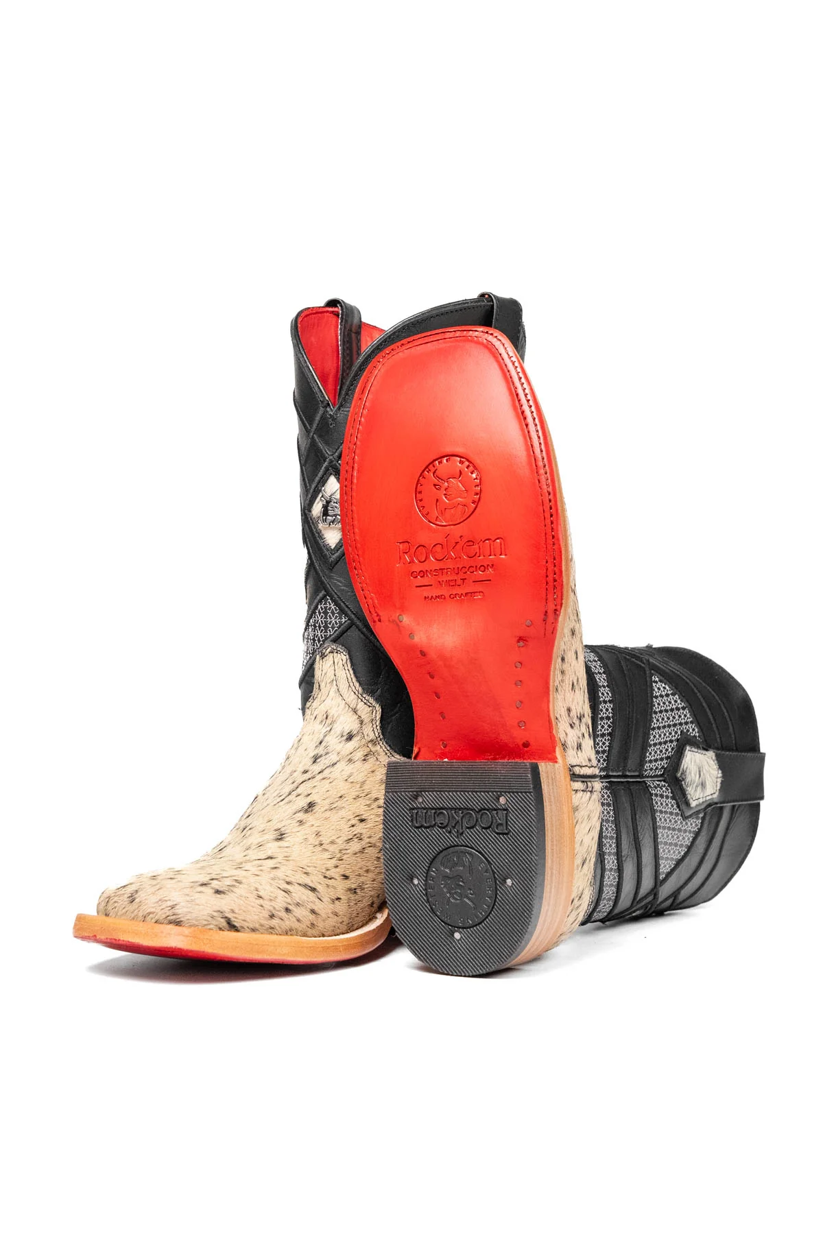 Prescott Cowhide Red Bottom Square Toe Cowboy Boot Size 7 Box RM16 - Image 2
