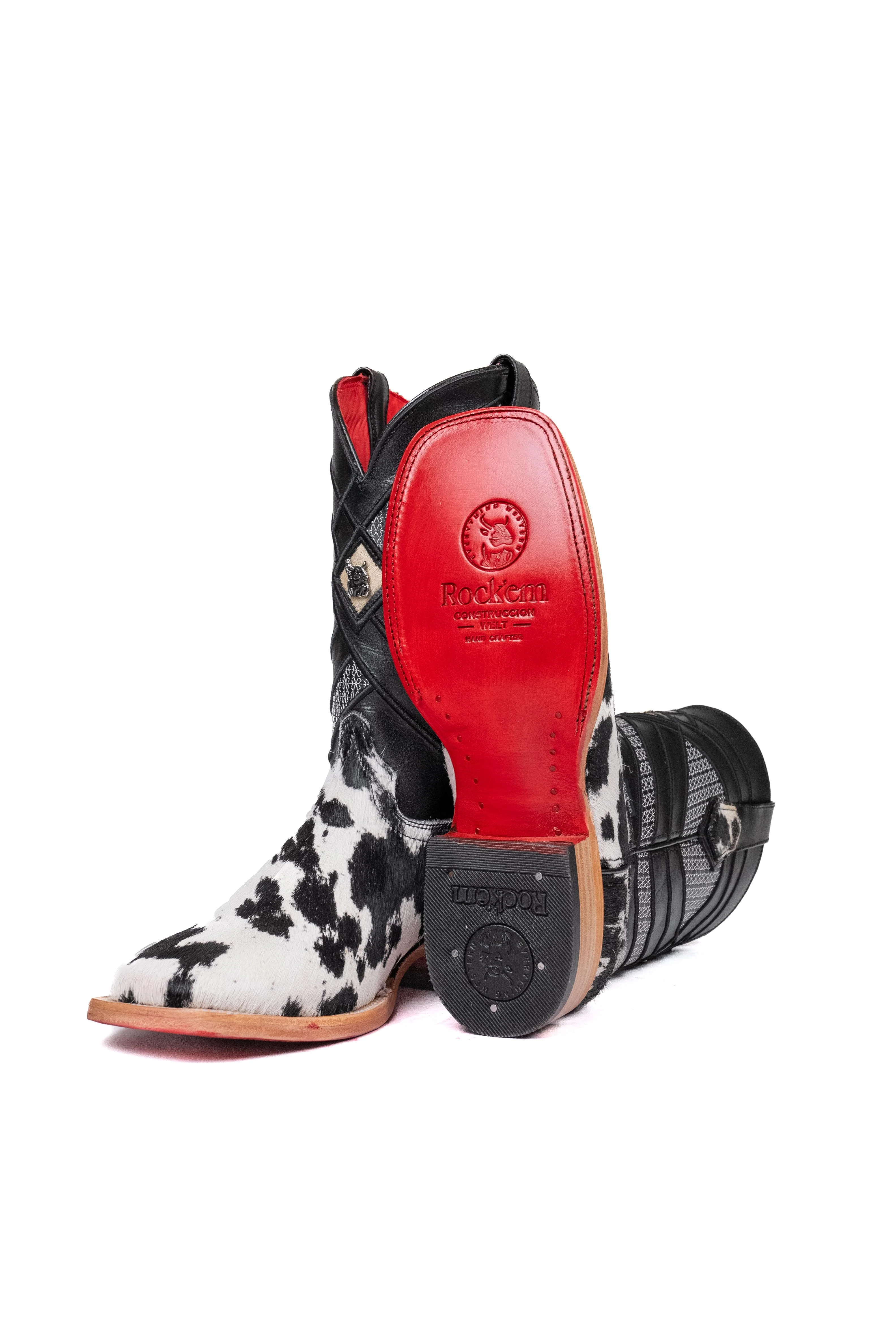 Prescott Cowhide Red Bottom Square Toe Cowboy Boot Size 7 Box TM20 - Image 2