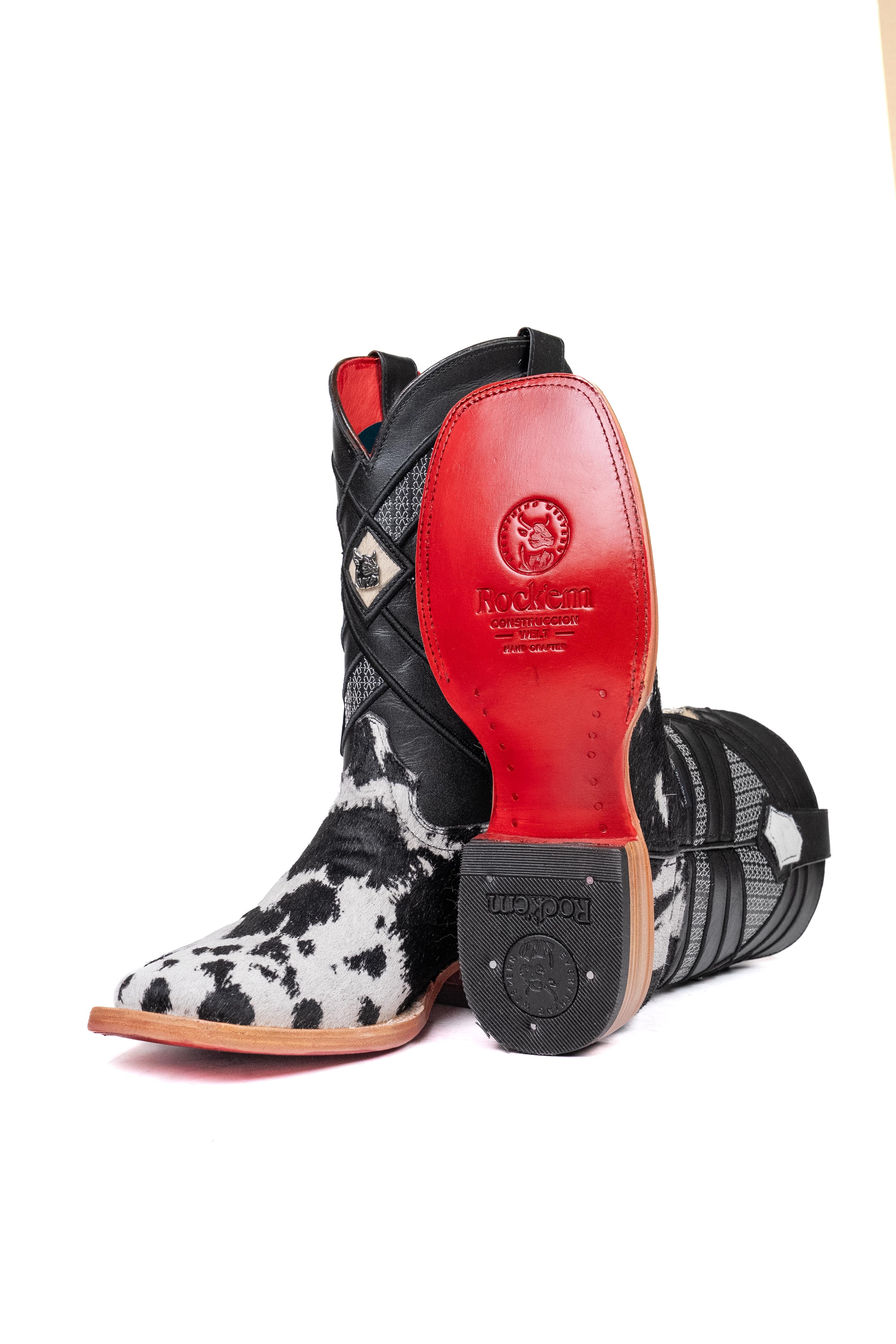 Prescott Cowhide Red Bottom Square Toe Cowboy Boot Size 7 Box TM9 - Image 2