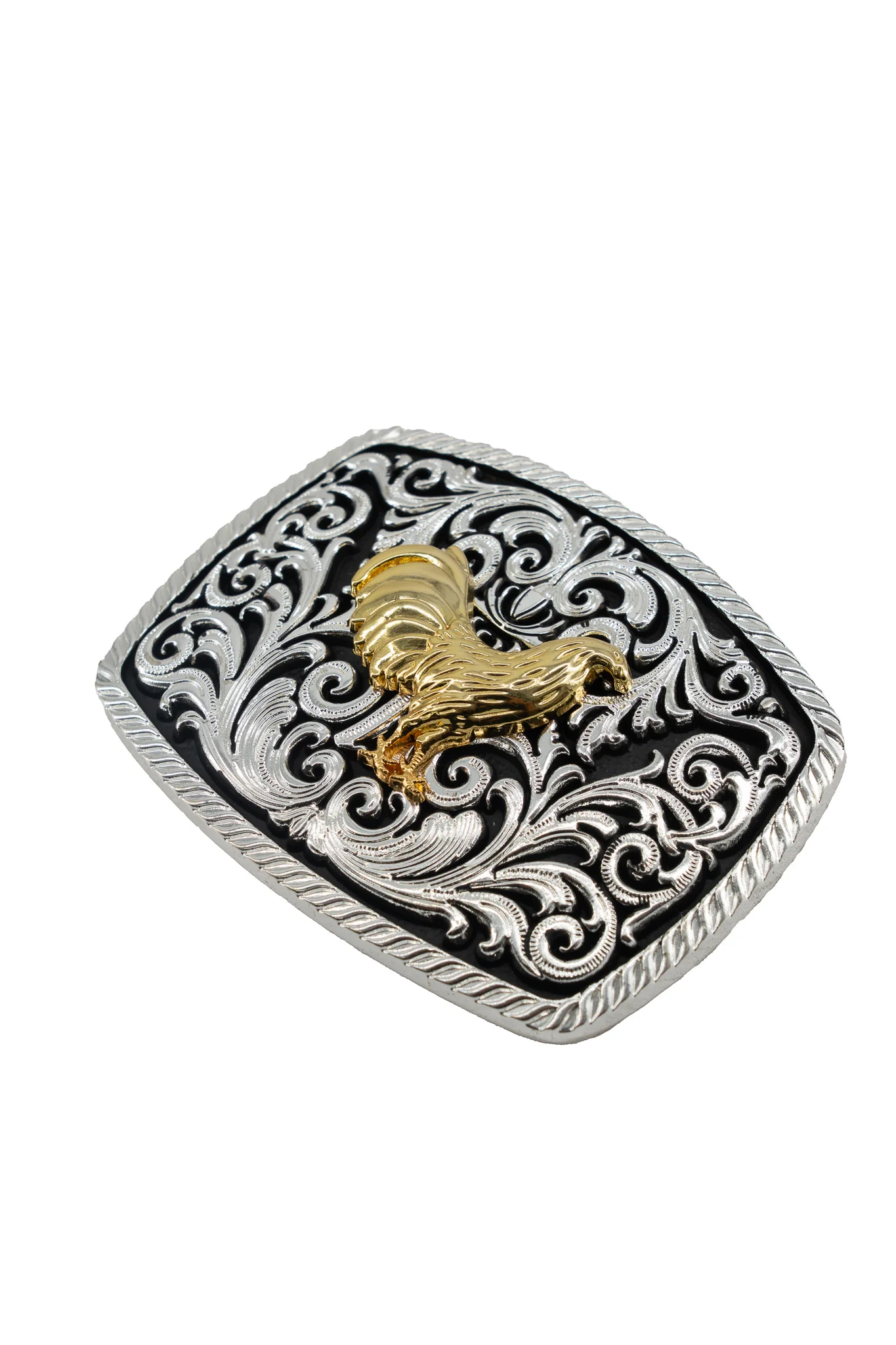 Intricate Scrollwork Rooster Belt Buckle - Image 2