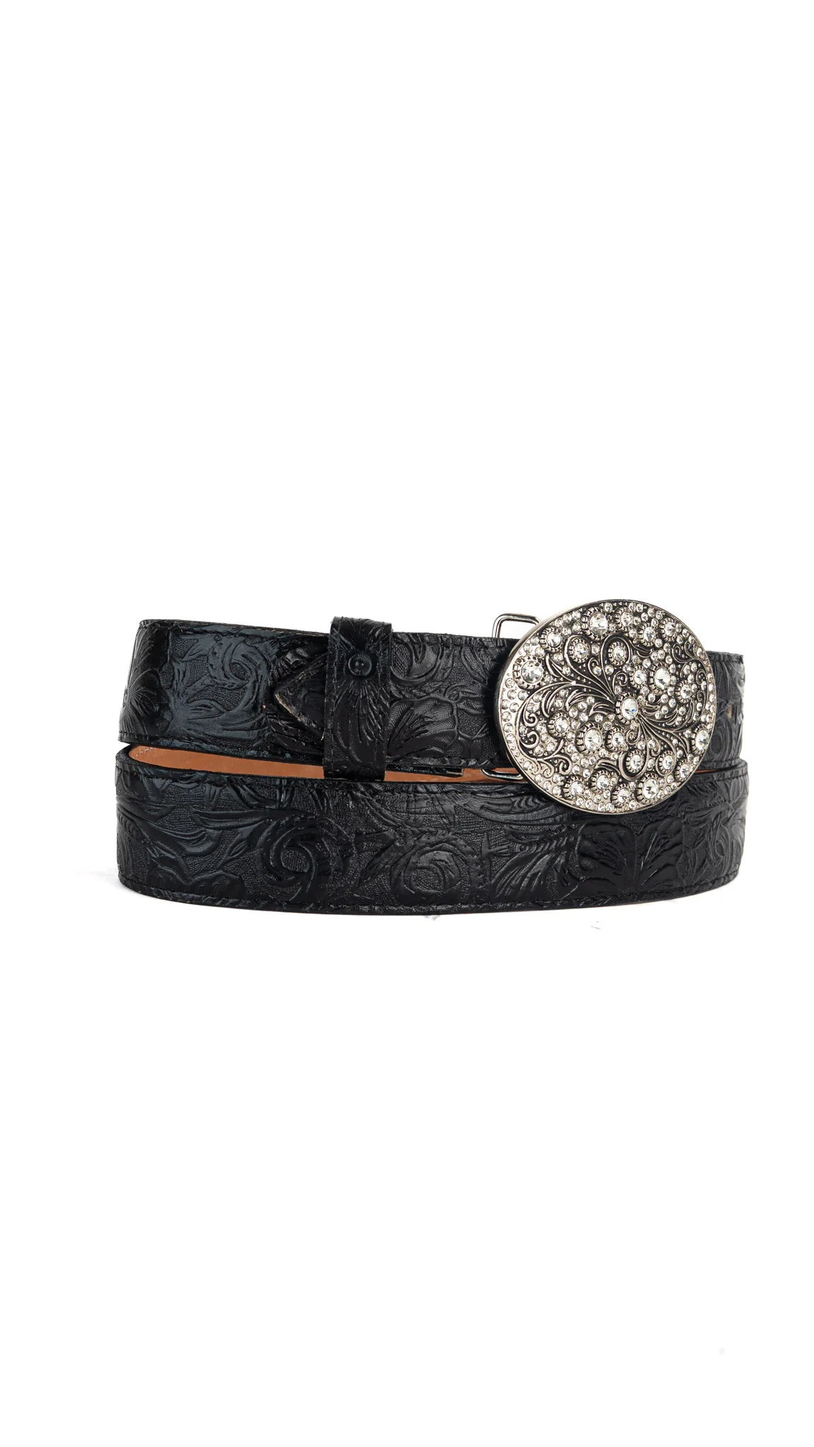 Rhinestone Buckle Tooled Cowgirl Belt - Image 2