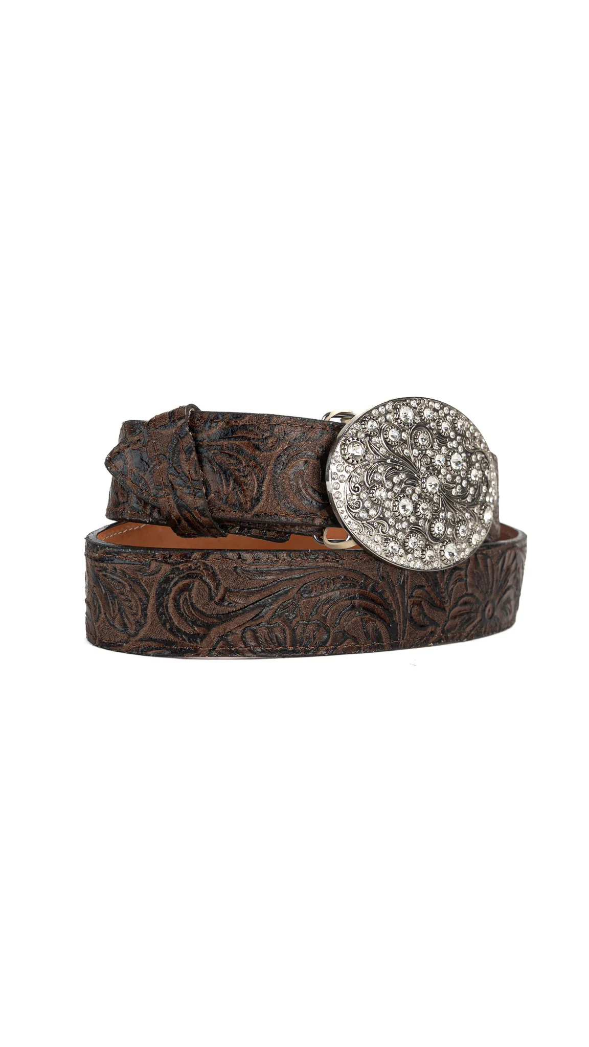 Rhinestone Buckle Tooled Cowgirl Belt - Image 4
