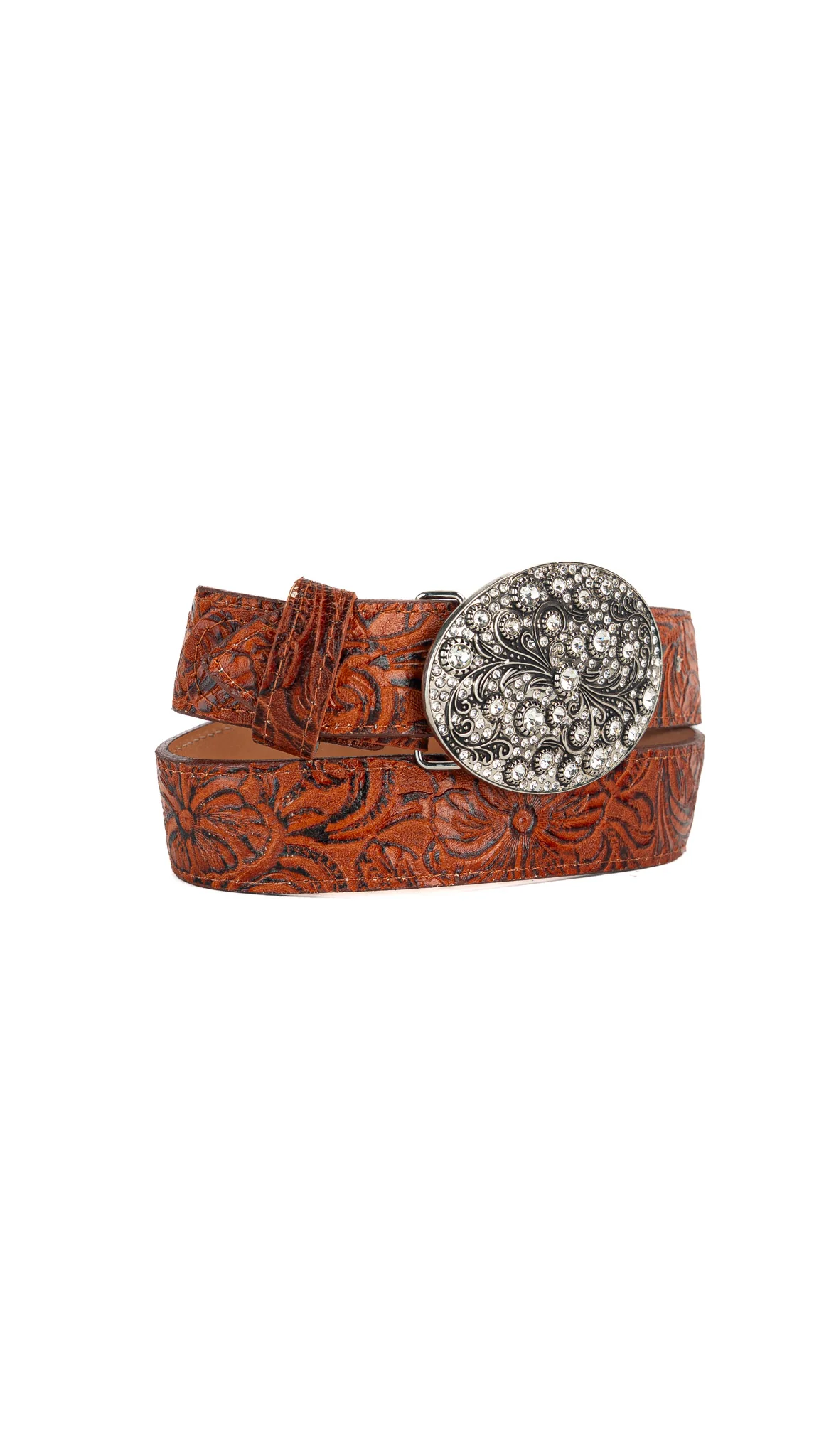 Rhinestone Buckle Tooled Cowgirl Belt - Image 8