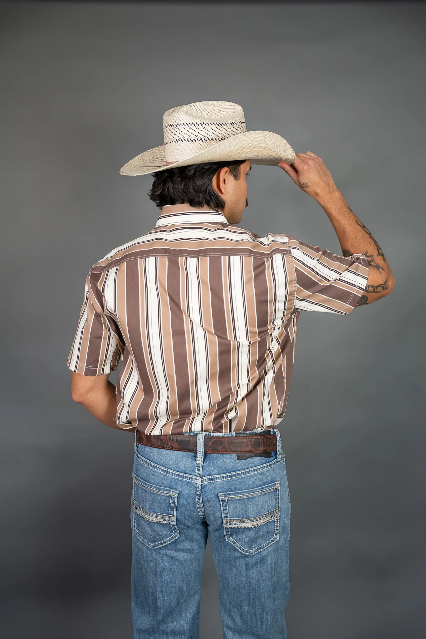 Rock & Roll Printed Striped Short Sleeve Button up - Image 3