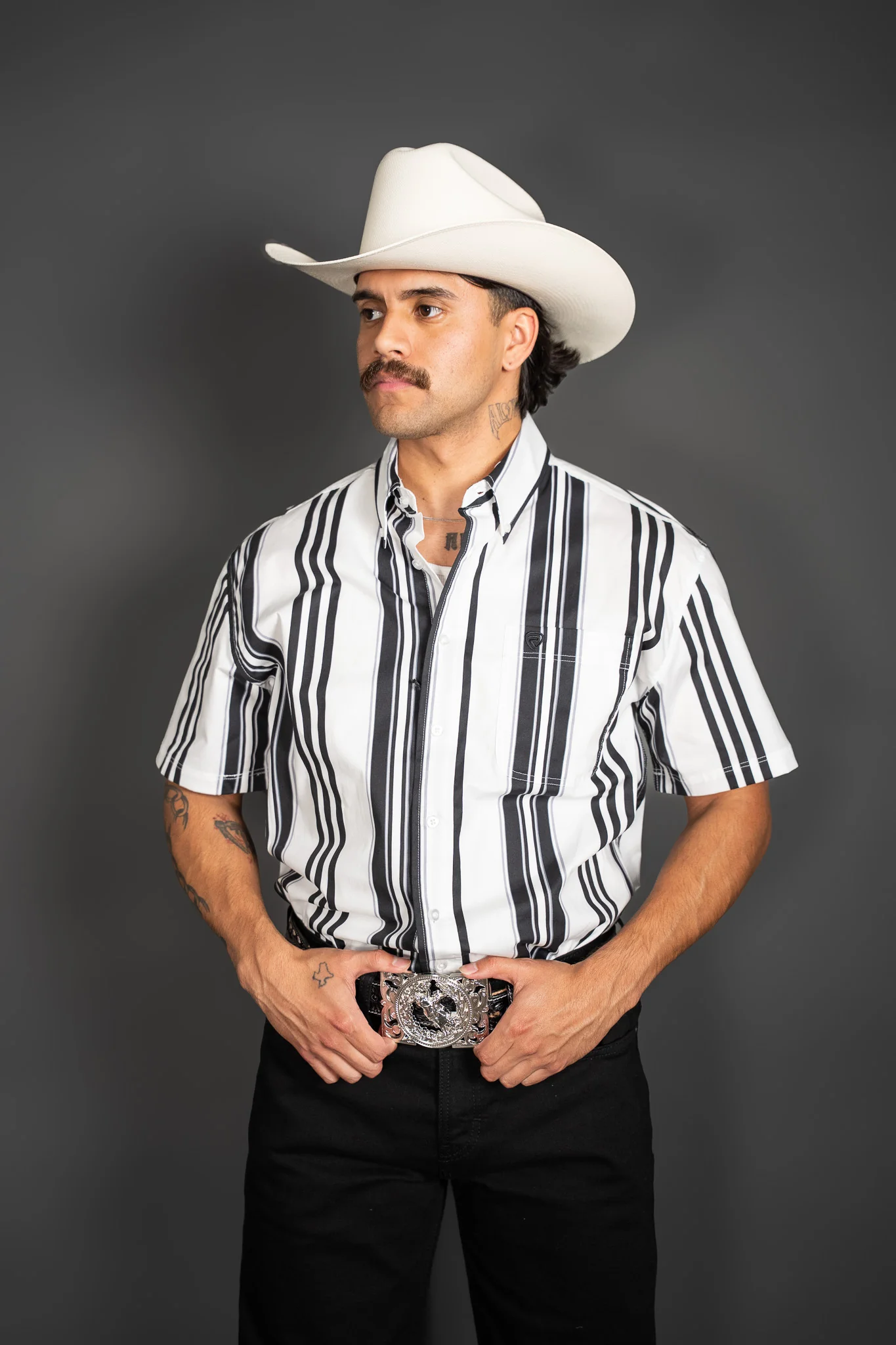 Rock & Roll Striped Button Up Short Sleeve