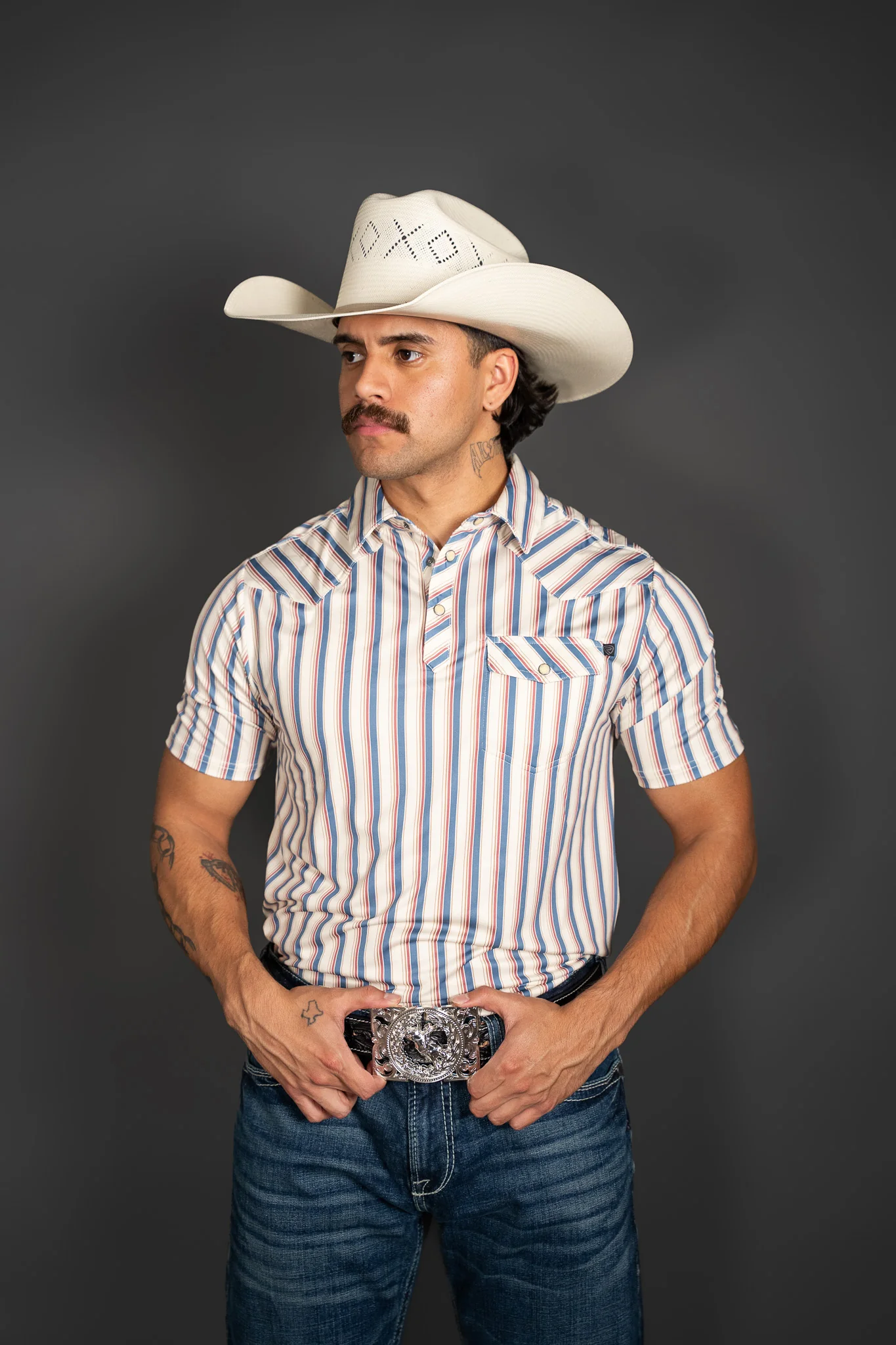 Rock & Roll Western Stripe Short Sleeve Polo