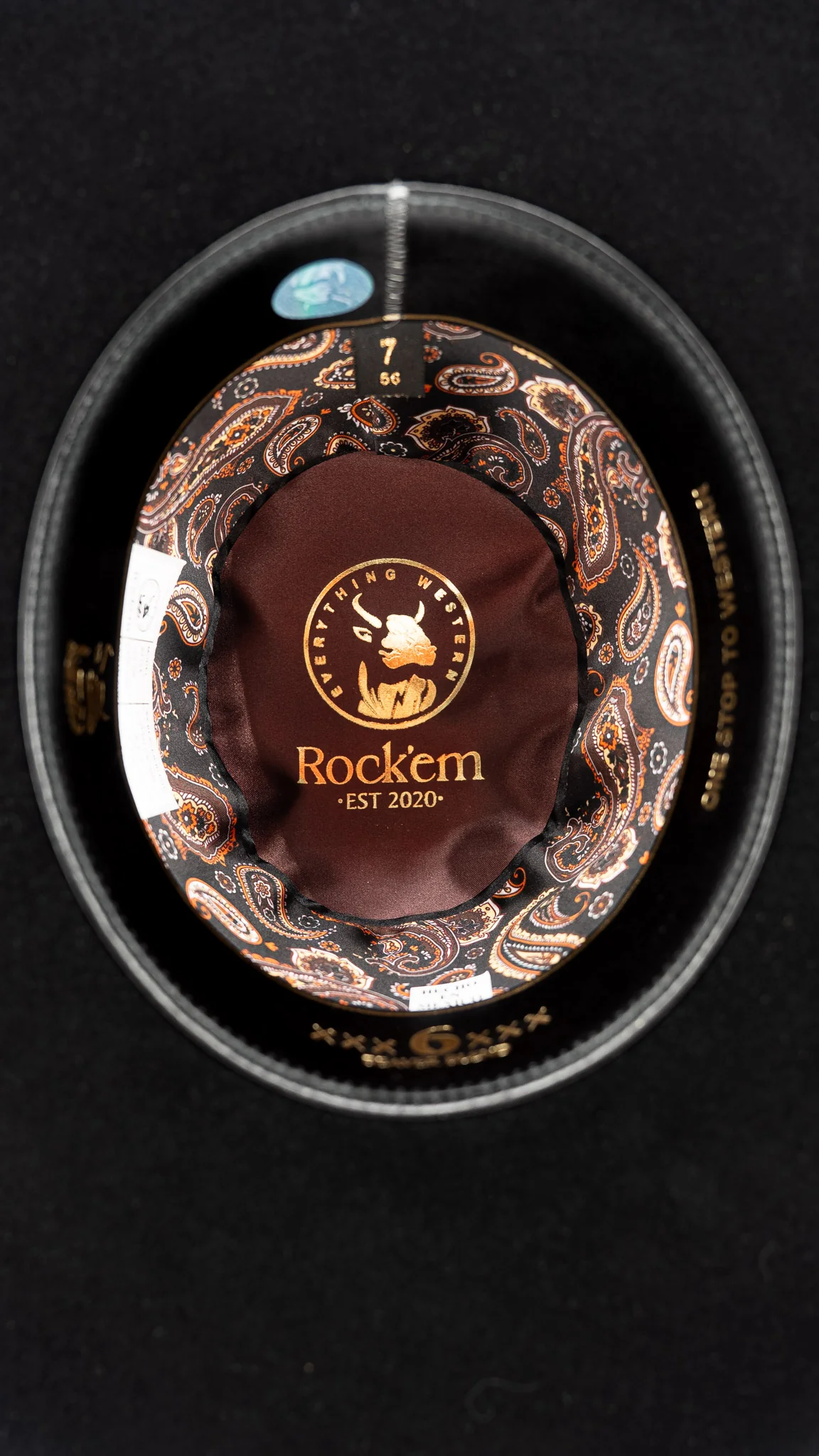 Rock'em 6X Black Beaver Open Crown Felt Cowboy Hat - Image 5