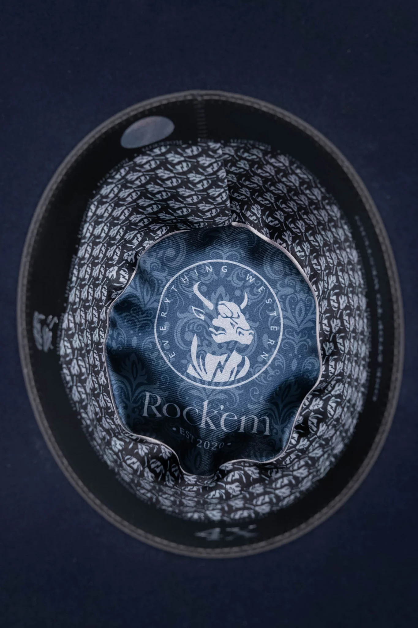 Rock'em 4X Navy Blue Open Crown Felt Cowboy Hat - Image 5