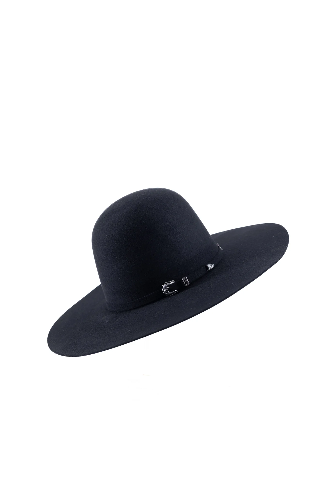 Rock'em 4X Black Open Crown Felt Cowboy Hat