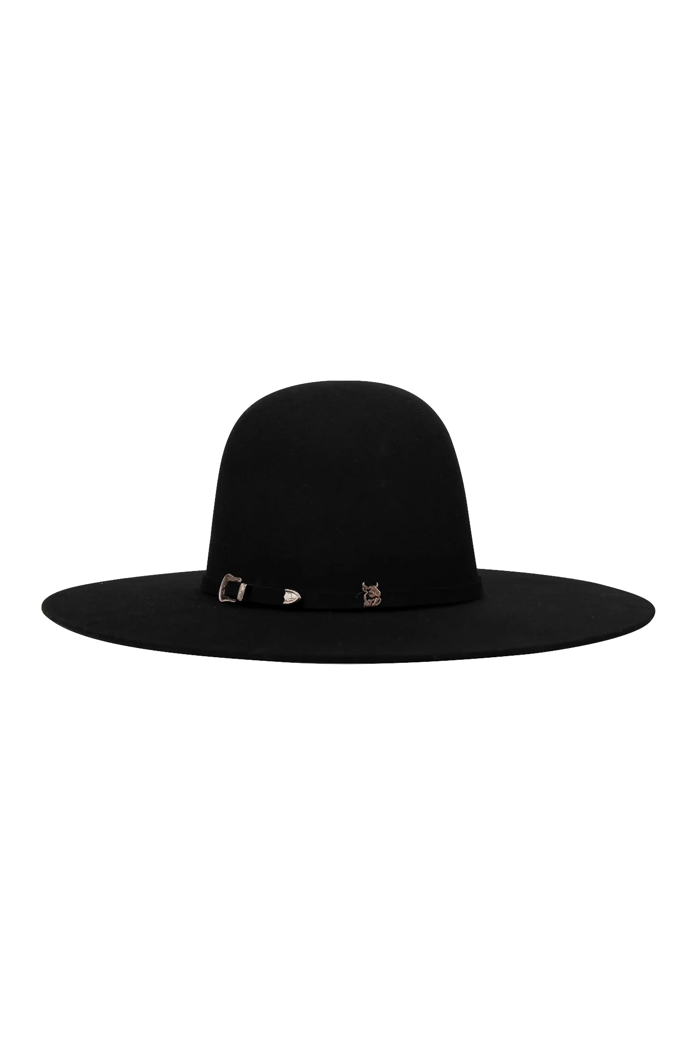 Rock'em 4X Black Open Crown Felt Cowboy Hat - Image 5